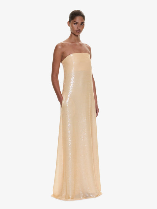 CHRISTOPHER ESBER Opaline Sequin Strapless Gown (Butter)
