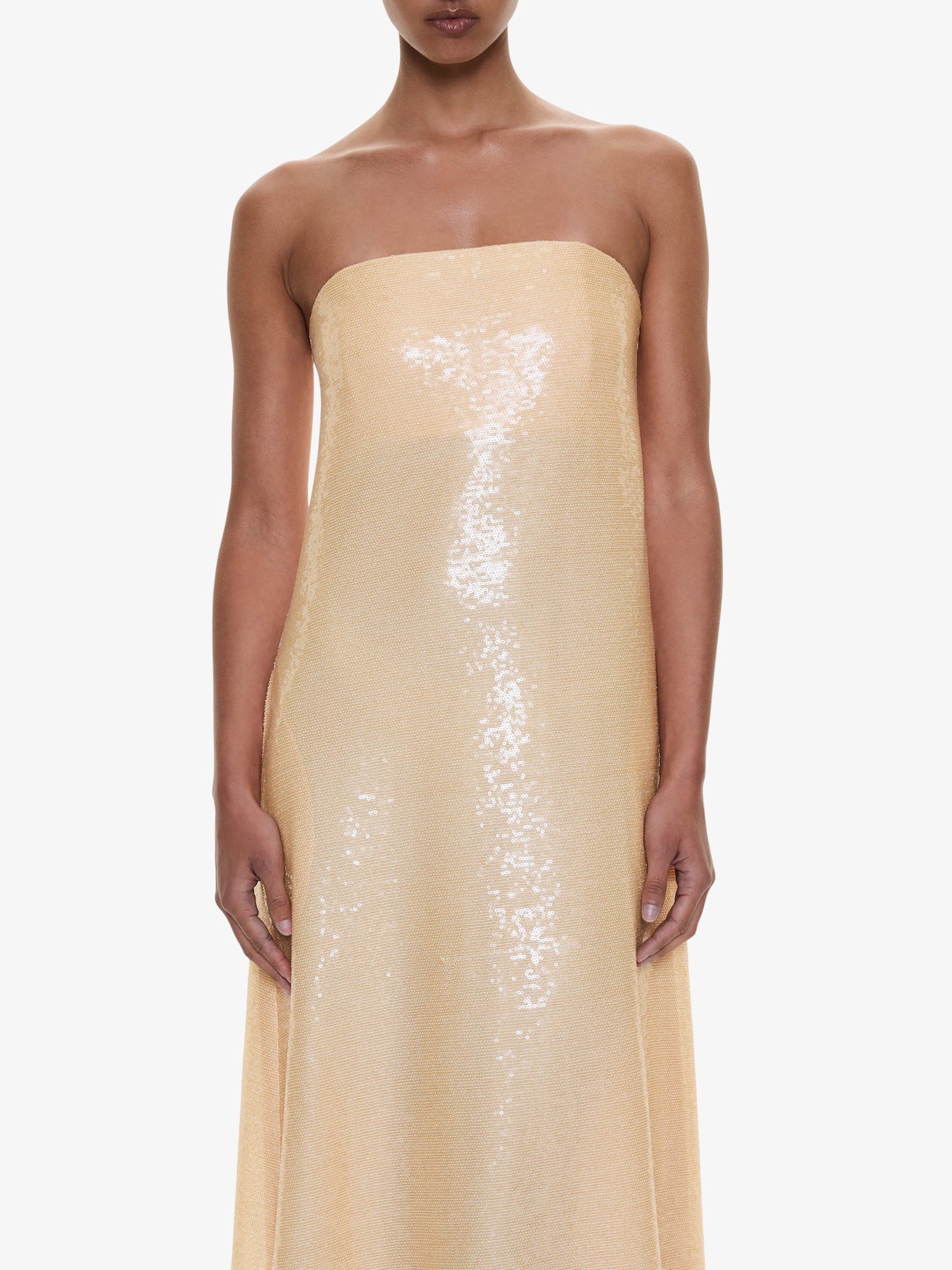CHRISTOPHER ESBER Opaline Sequin Strapless Gown (Butter)