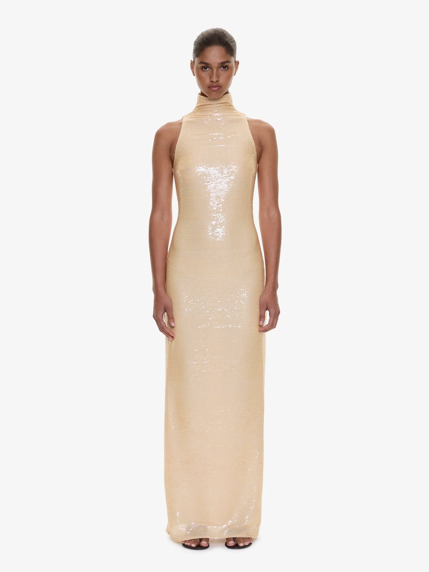 Image of Dresses. Product name - Opaline Sequin Tank Gown in Butter colour by brand - CHRISTOPHER ESBER