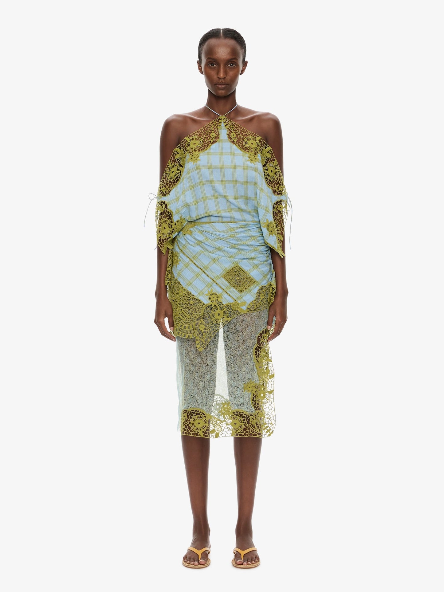 Image of Dresses. Product name - Embroidered Handkerchief Envelope Dress in Check colour by brand - CHRISTOPHER ESBER