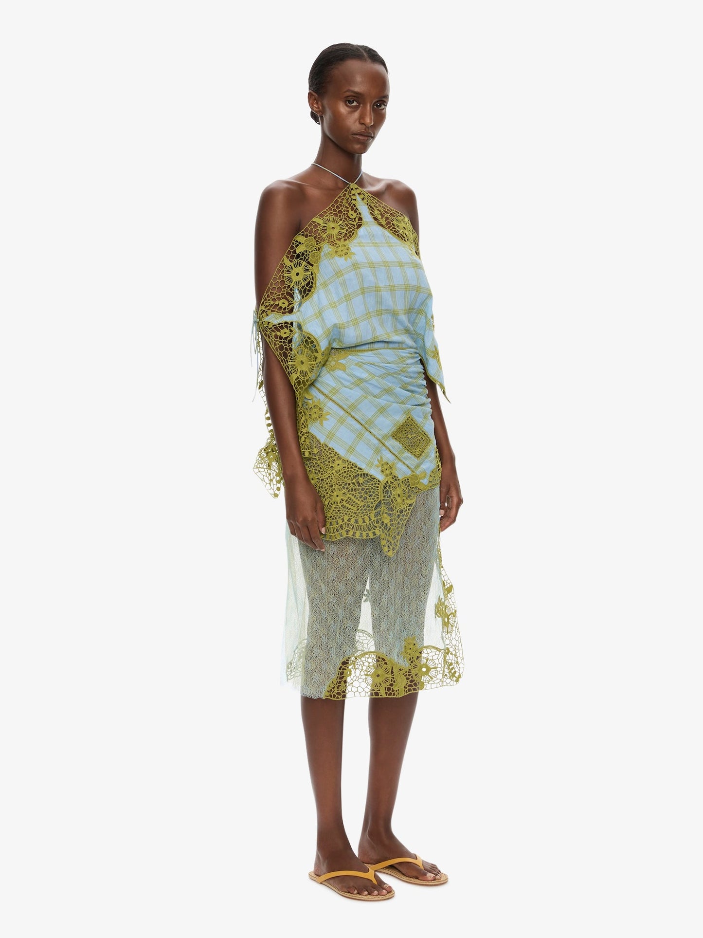 CHRISTOPHER ESBER Embroidered Handkerchief Envelope Dress (Check)