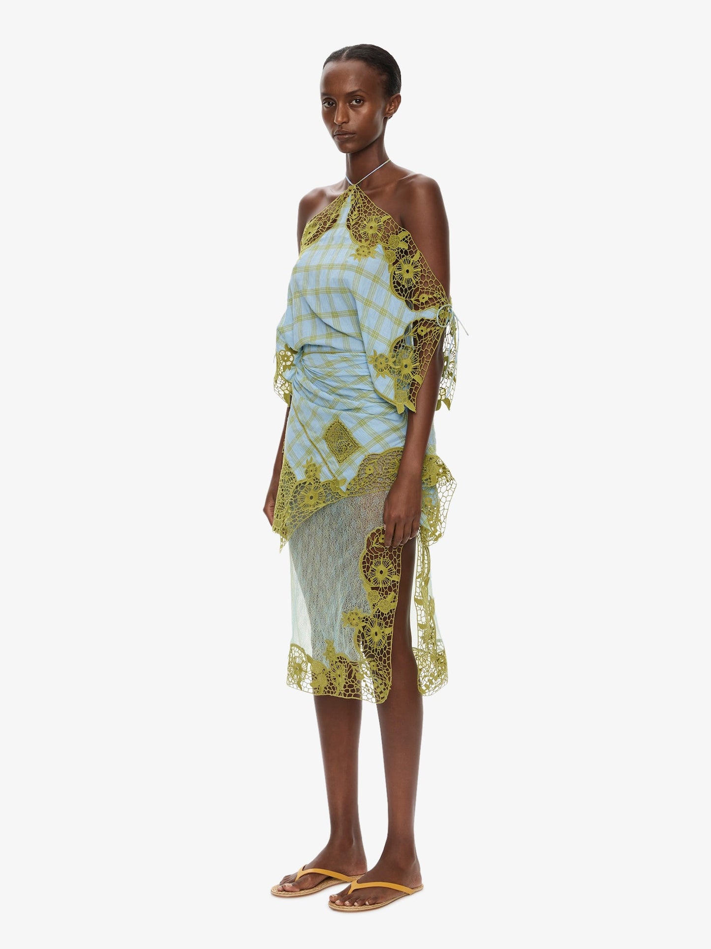 CHRISTOPHER ESBER Embroidered Handkerchief Envelope Dress (Check)