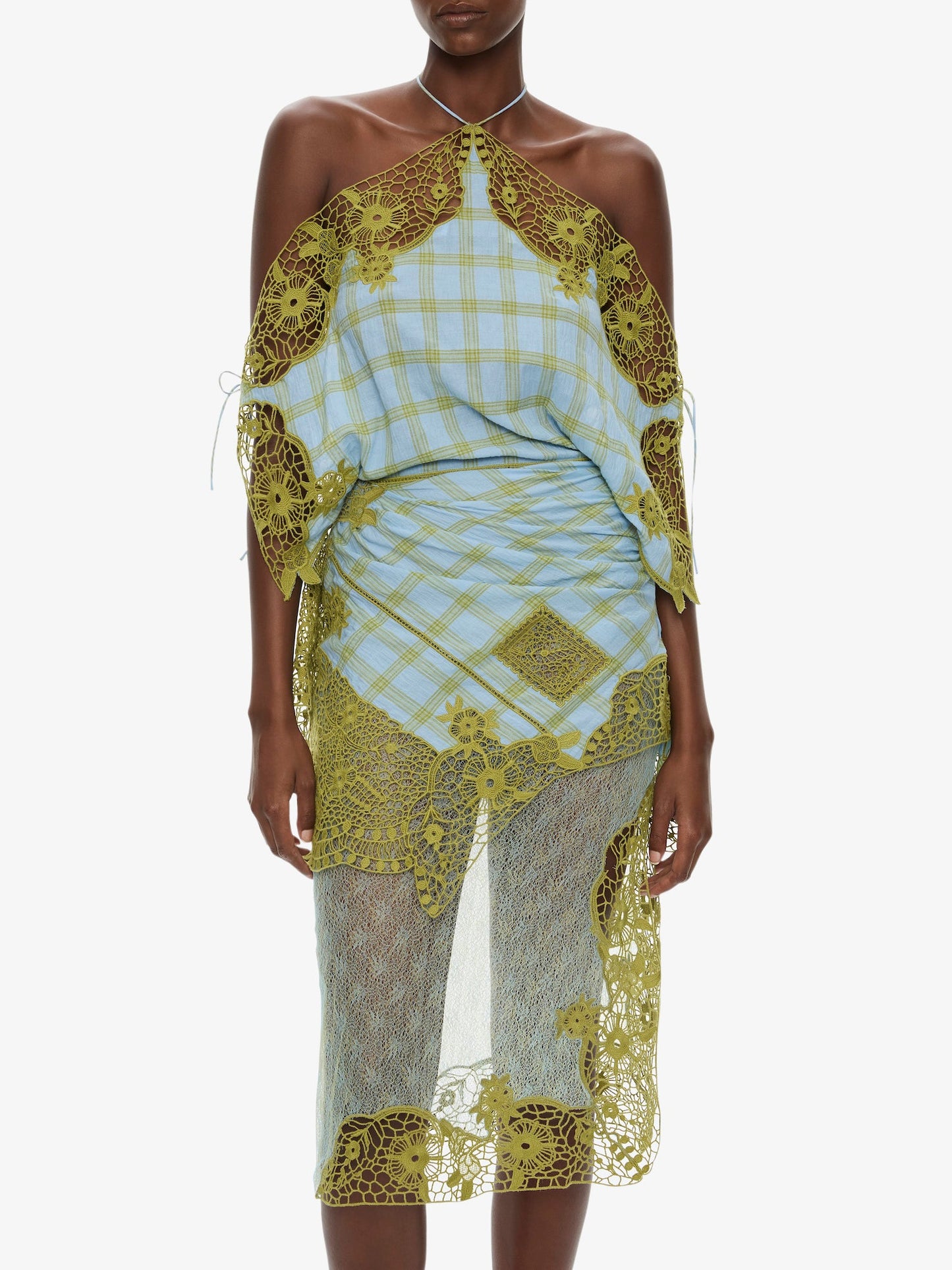 CHRISTOPHER ESBER Embroidered Handkerchief Envelope Dress (Check)