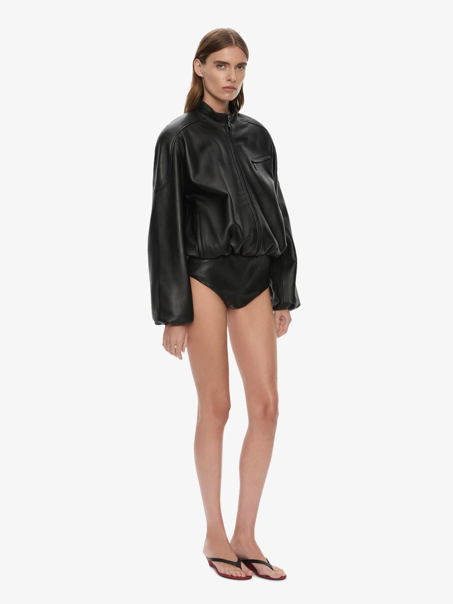 CHRISTOPHER ESBER Dannie Leather Zipped One Piece (Black)