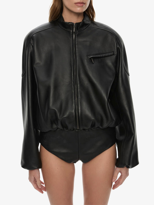 CHRISTOPHER ESBER Dannie Leather Zipped One Piece (Black)