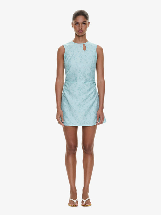 Image of Dresses. Product name - Light Leak Jacquard Loophole Mini Dress in Mint colour by brand - CHRISTOPHER ESBER