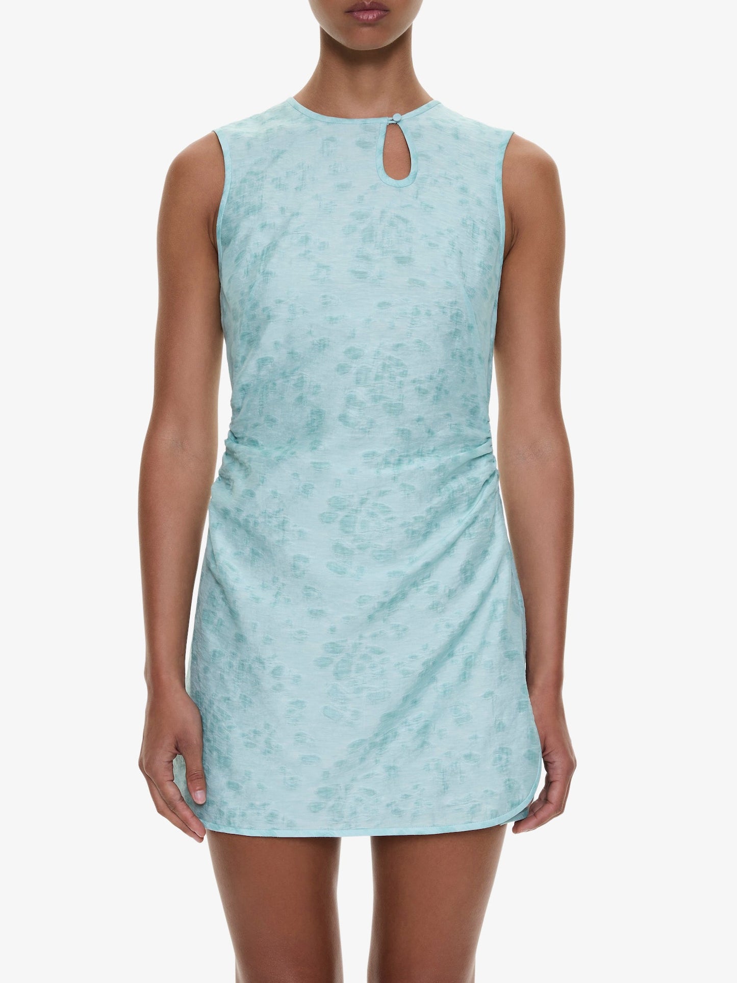 CHRISTOPHER ESBER Light Leak Jacquard Loophole Mini Dress (Mint)