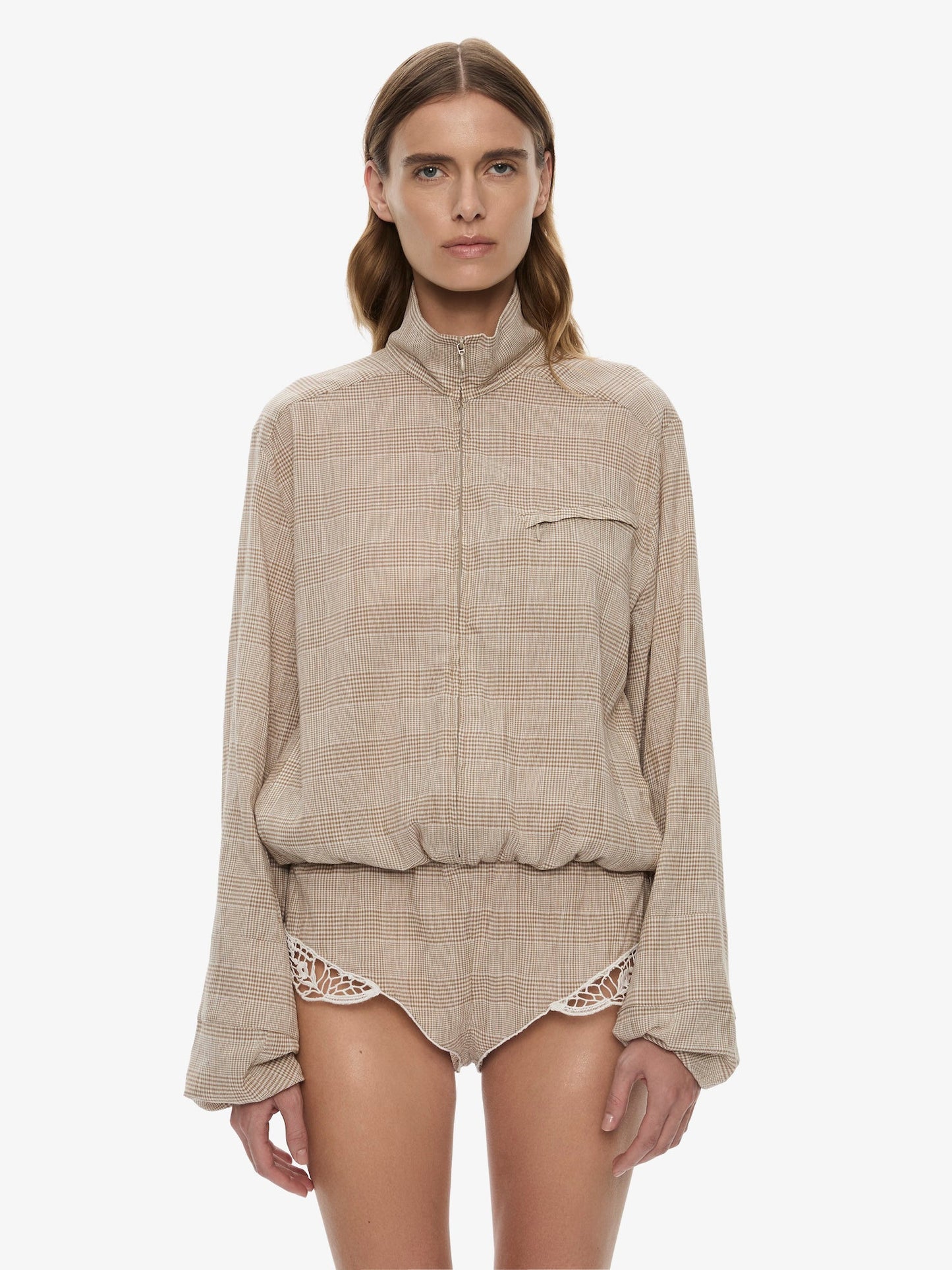 CHRISTOPHER ESBER Batiste Embroidered Handkerchief One Piece (Check)