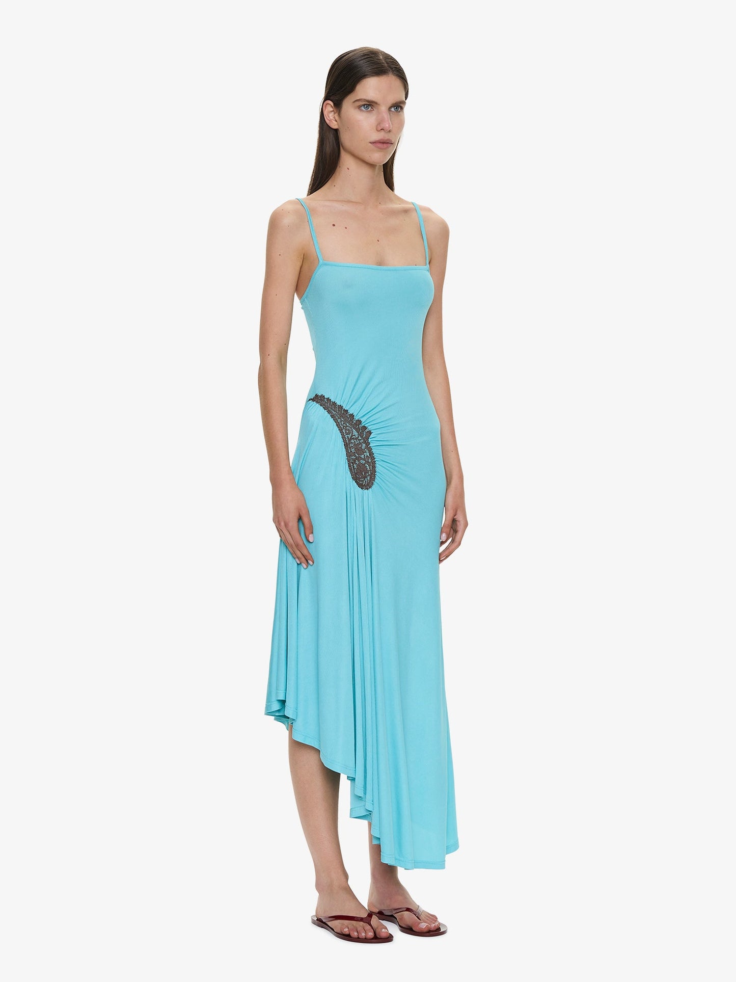 CHRISTOPHER ESBER Paisley Lace Rib Cami Dress (Brown)