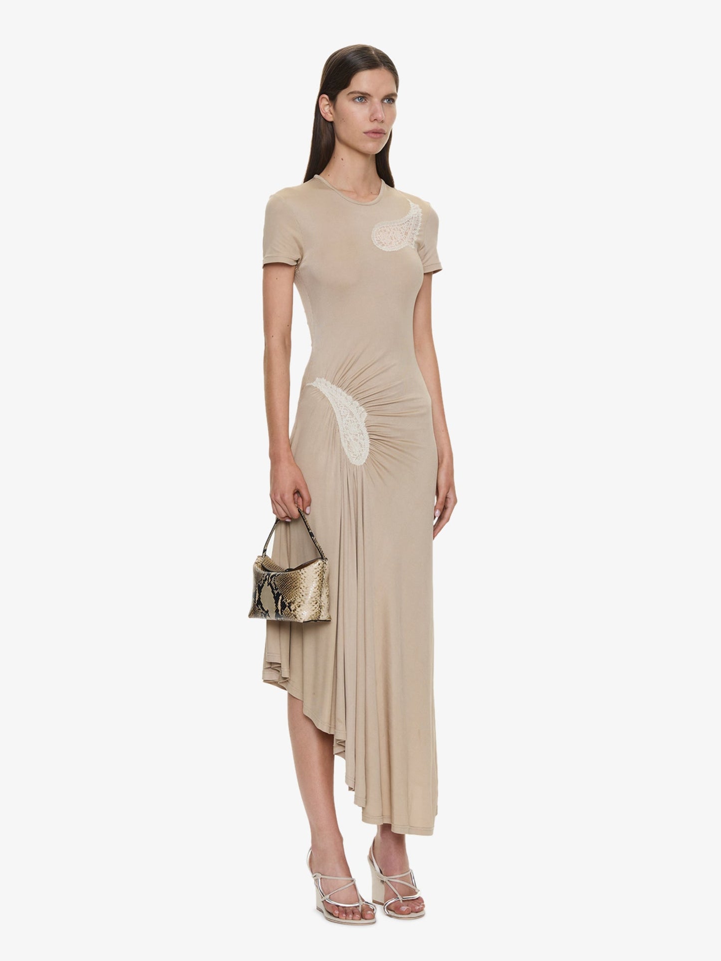 CHRISTOPHER ESBER Paisley Lace Rib Tee Dress (Chalk)