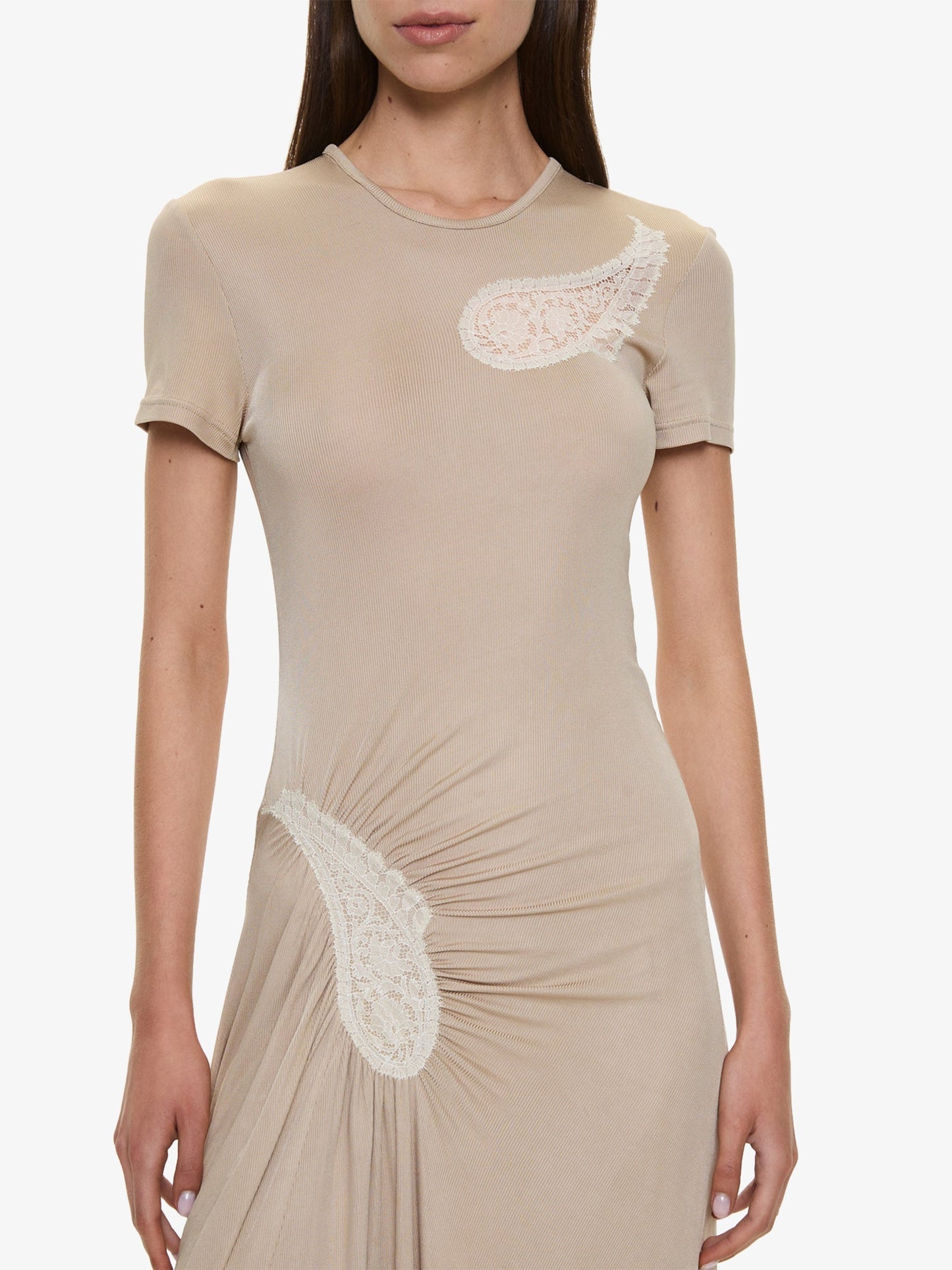 CHRISTOPHER ESBER Paisley Lace Rib Tee Dress (Chalk)