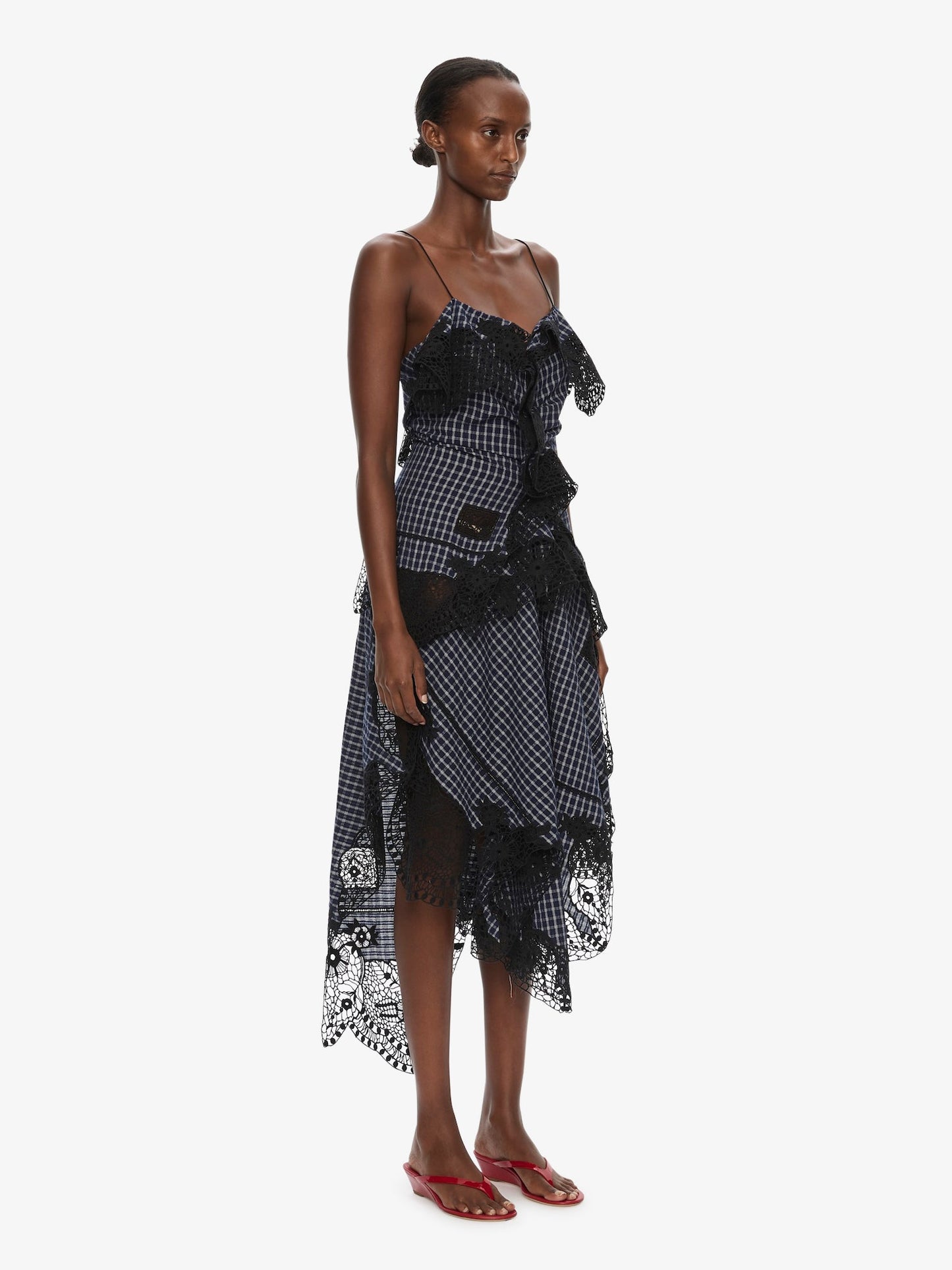 CHRISTOPHER ESBER Embroidered Handkerchief Envelope Cami Dress (Check)