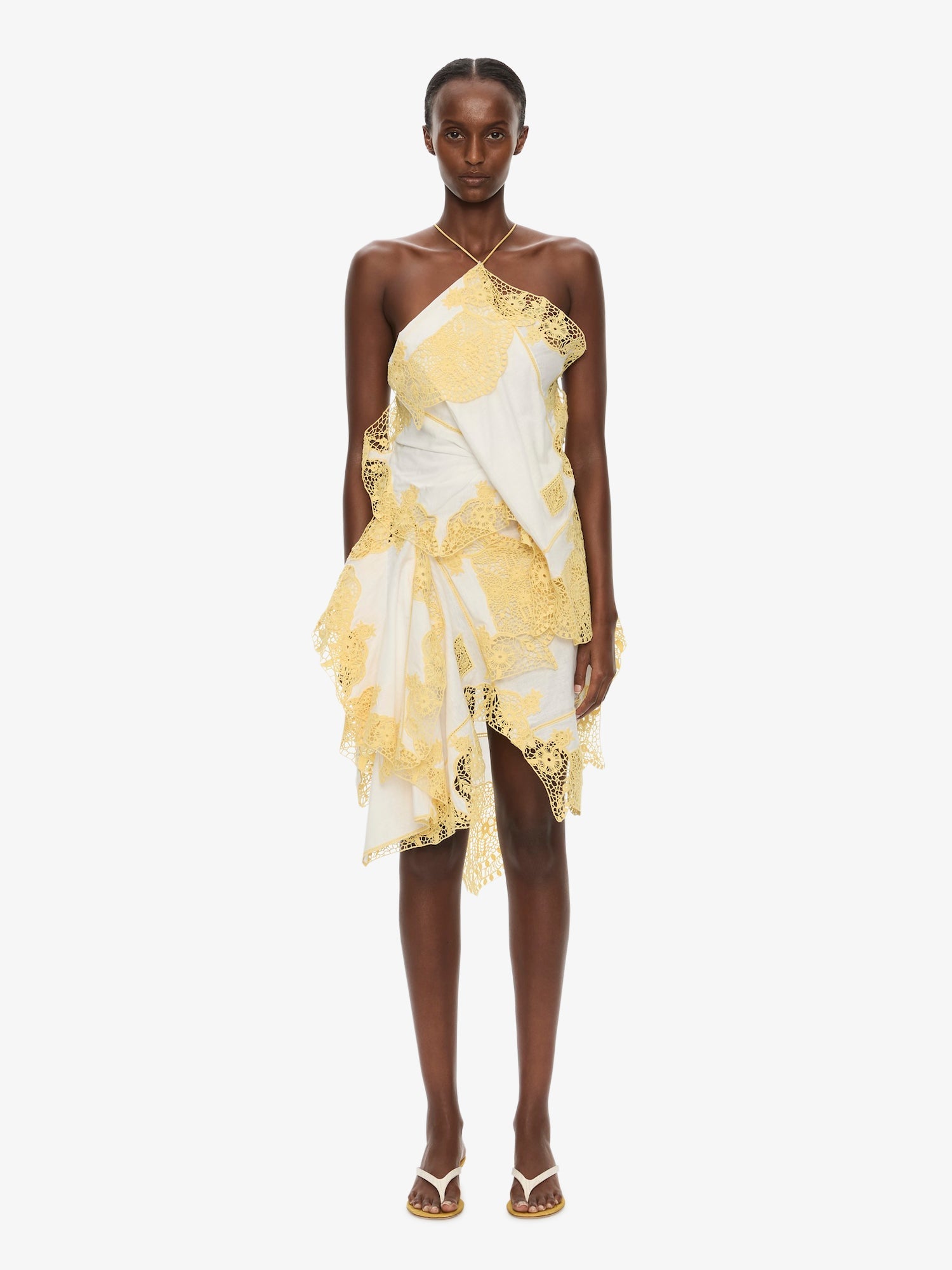 Image of Dresses. Product name - Embroidered Handkerchief Envelope Scarf Dress in Soleil colour by brand - CHRISTOPHER ESBER