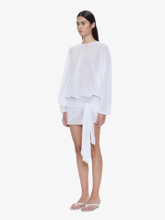 CHRISTOPHER ESBER Porto Tie Long Sleeve Mini Dress (White)
