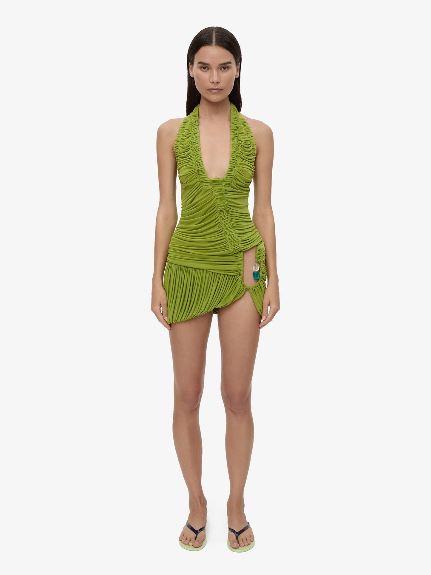 Image of Dresses. Product name - Beach Glass Bubble Mini Dress in Green colour by brand - CHRISTOPHER ESBER
