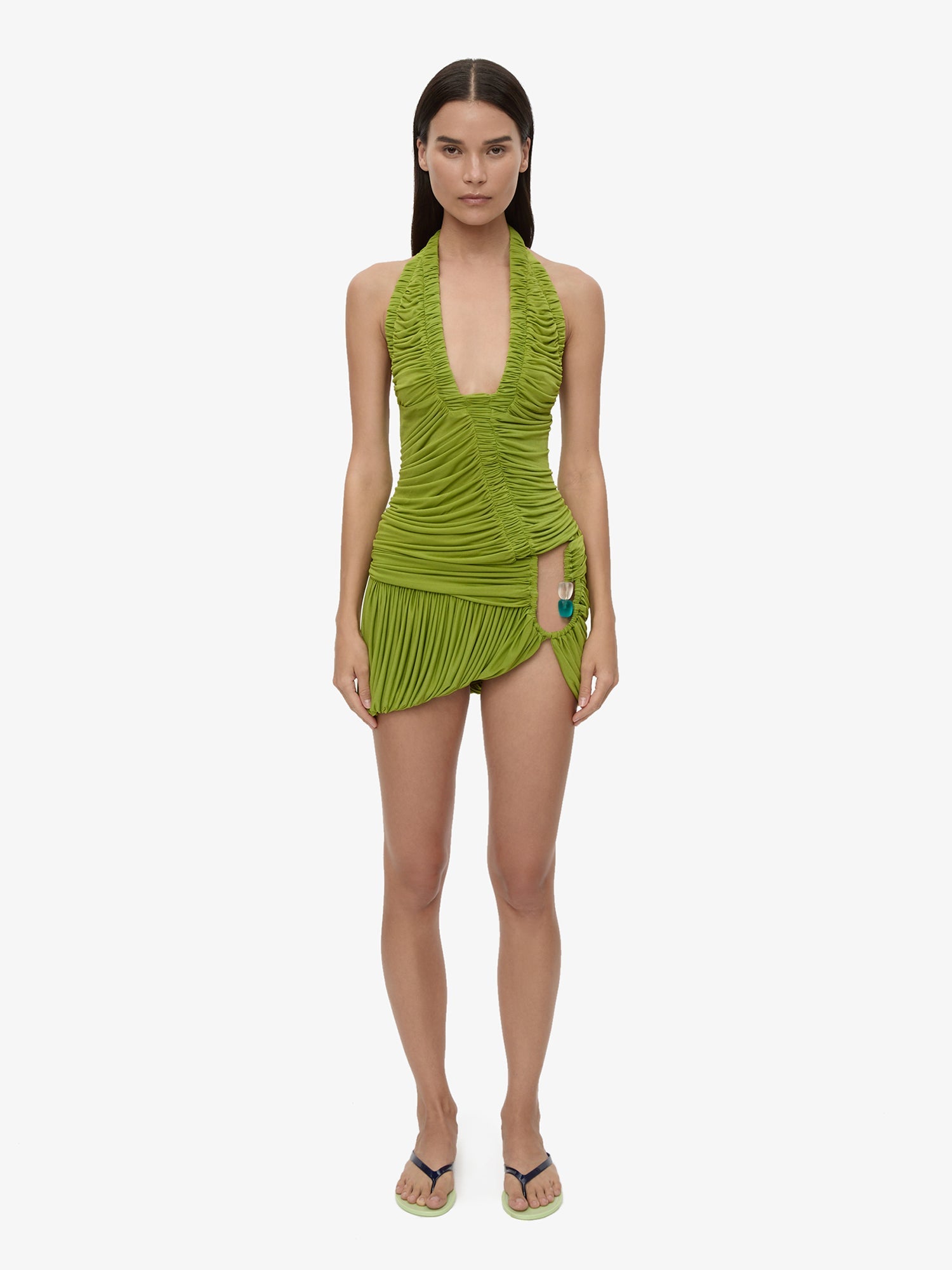 Image of Dresses. Product name - Beach Glass Bubble Mini Dress in Green colour by brand - CHRISTOPHER ESBER