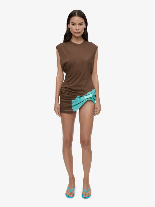 Image of Dresses. Product name - Tie Dye Snap Clip Tank Dress in Turquoise colour by brand - CHRISTOPHER ESBER