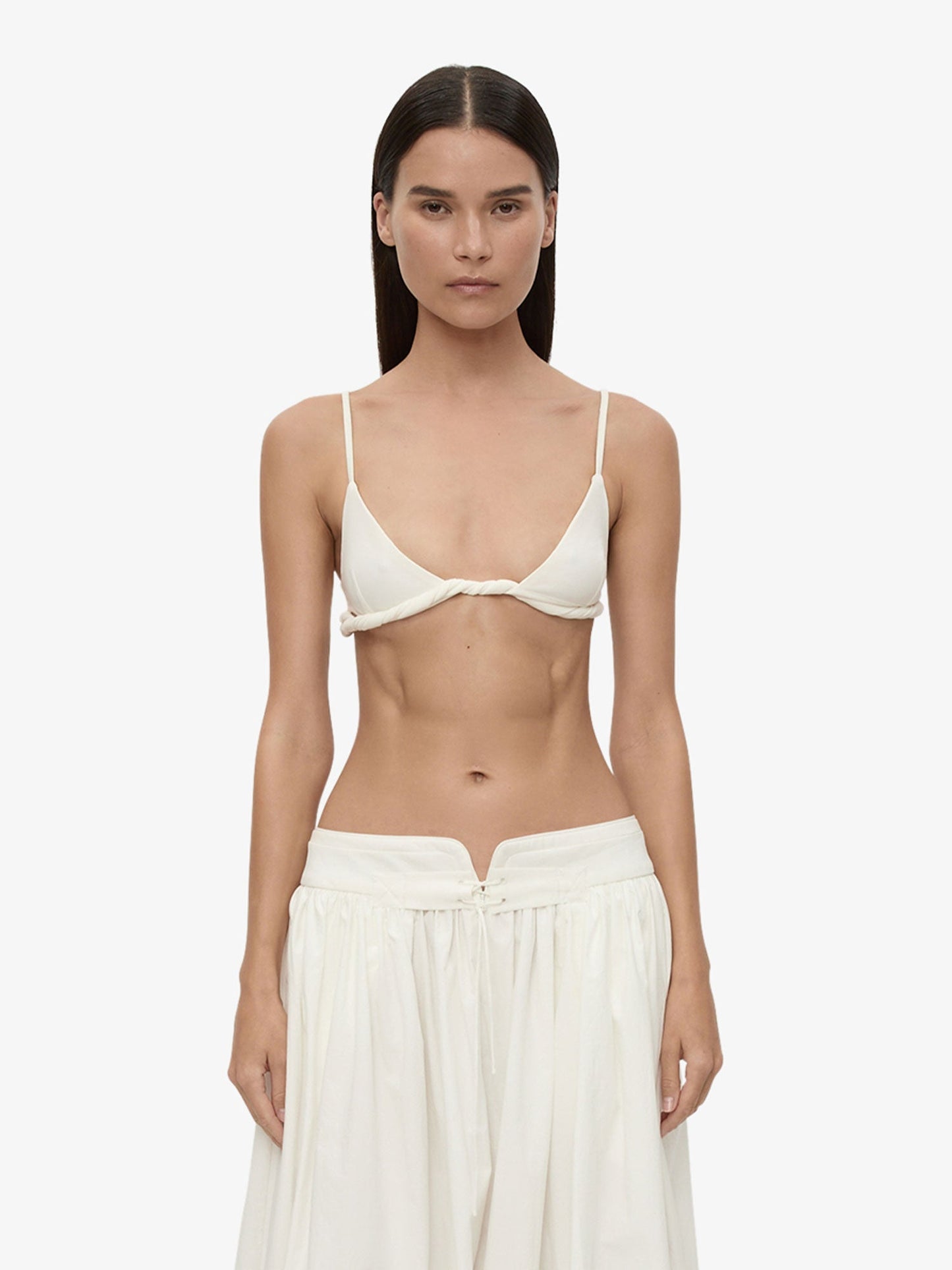Image of Swimwear. Product name - Rolled Up Bralette in White colour by brand - CHRISTOPHER ESBER