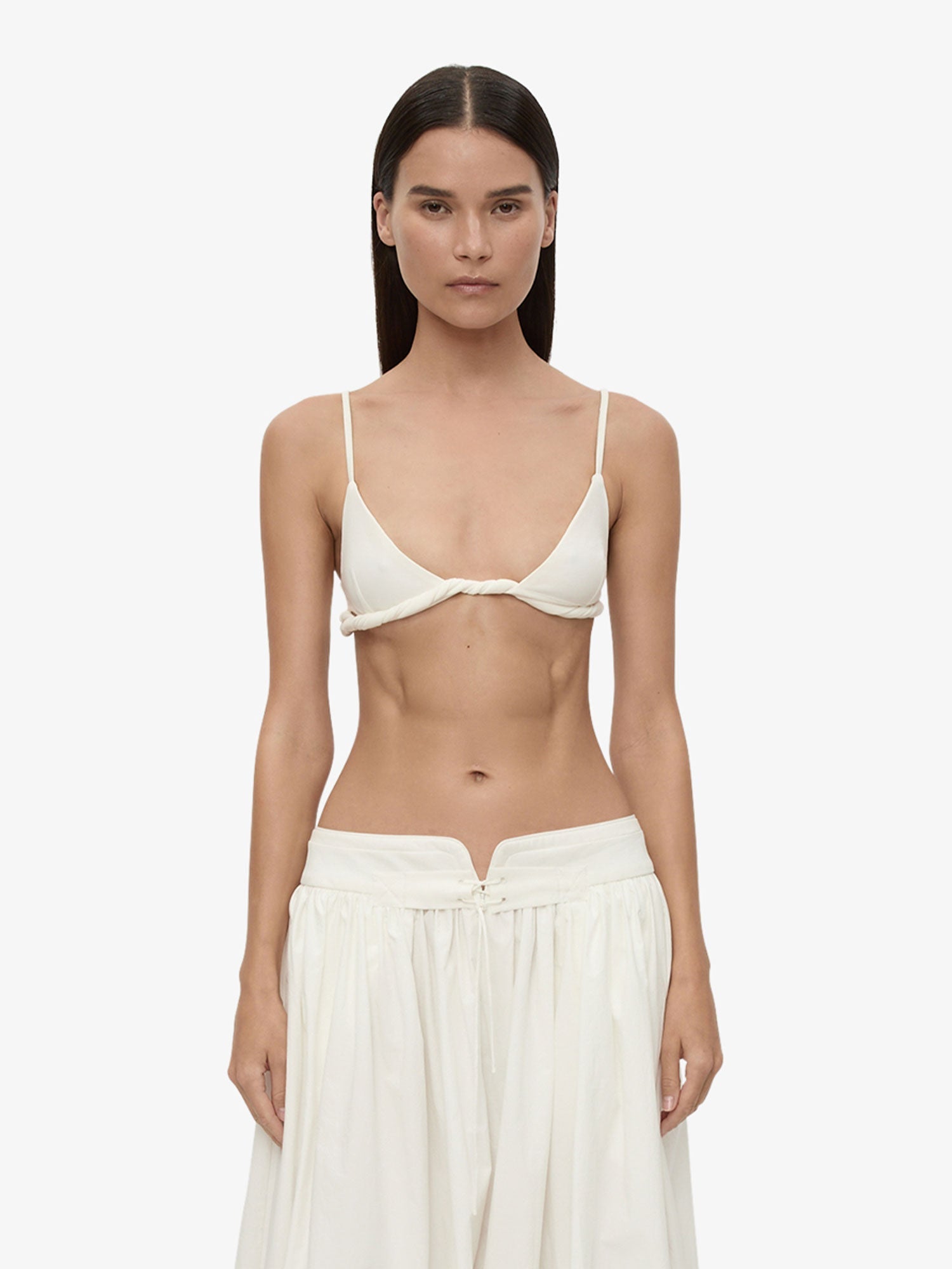 Image of Swimwear. Product name - Rolled Up Bralette in White colour by brand - CHRISTOPHER ESBER
