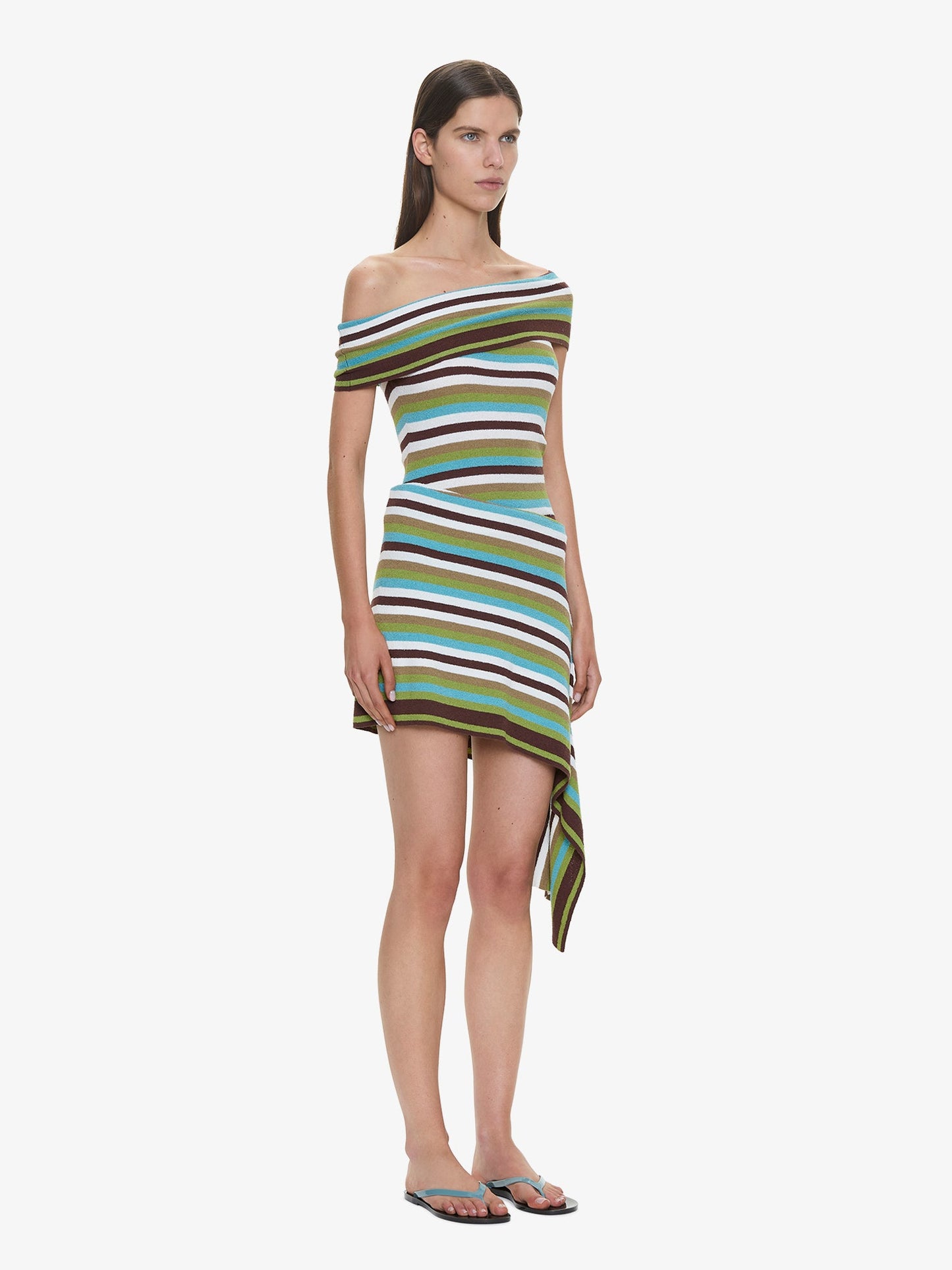 CHRISTOPHER ESBER Knit Extension Drape Mini Dress (Stripe)