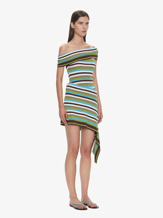 CHRISTOPHER ESBER Knit Extension Drape Mini Dress (Stripe)