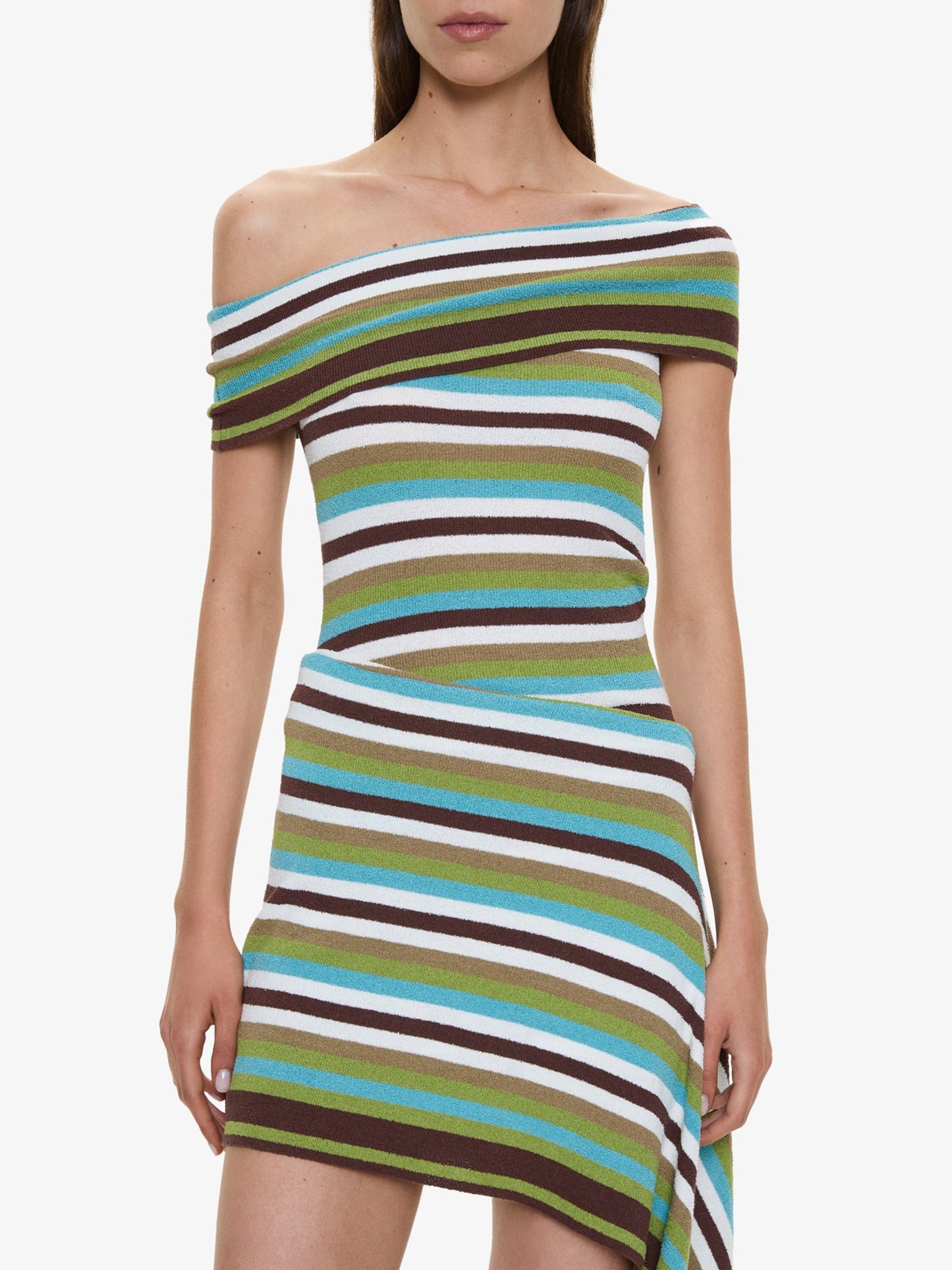CHRISTOPHER ESBER Knit Extension Drape Mini Dress (Stripe)