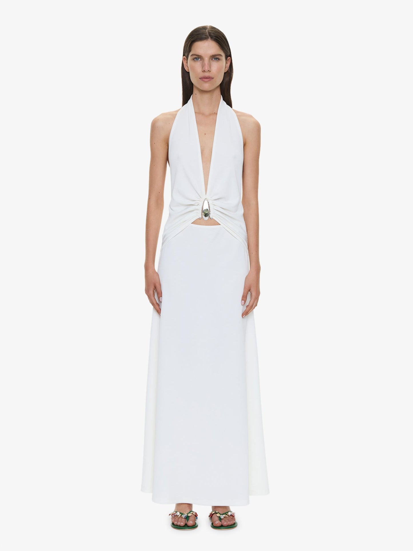 Image of Dresses. Product name - Crystal Pendant Tank Dress in White colour by brand - CHRISTOPHER ESBER