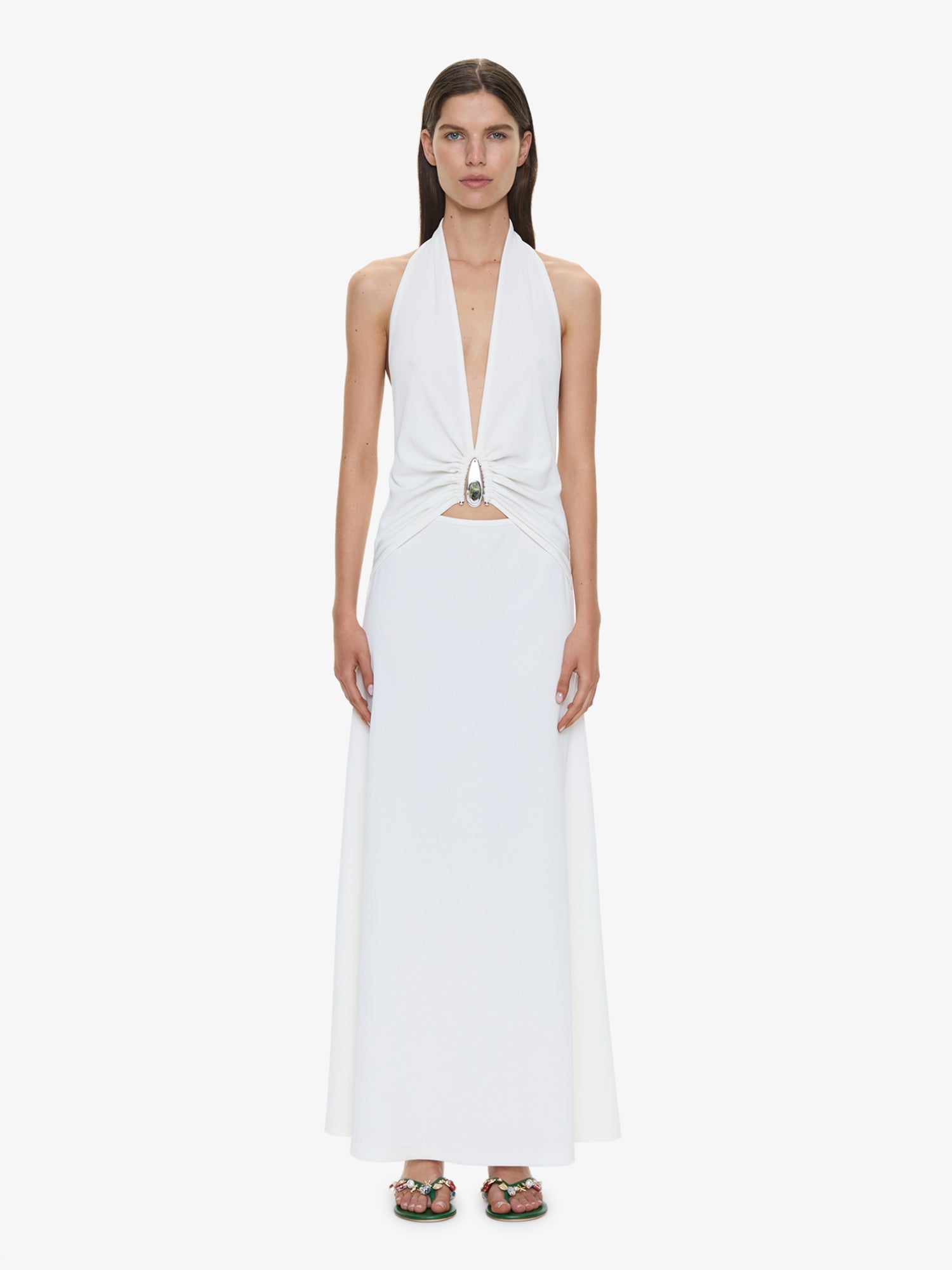 Image of Dresses. Product name - Crystal Pendant Tank Dress in White colour by brand - CHRISTOPHER ESBER