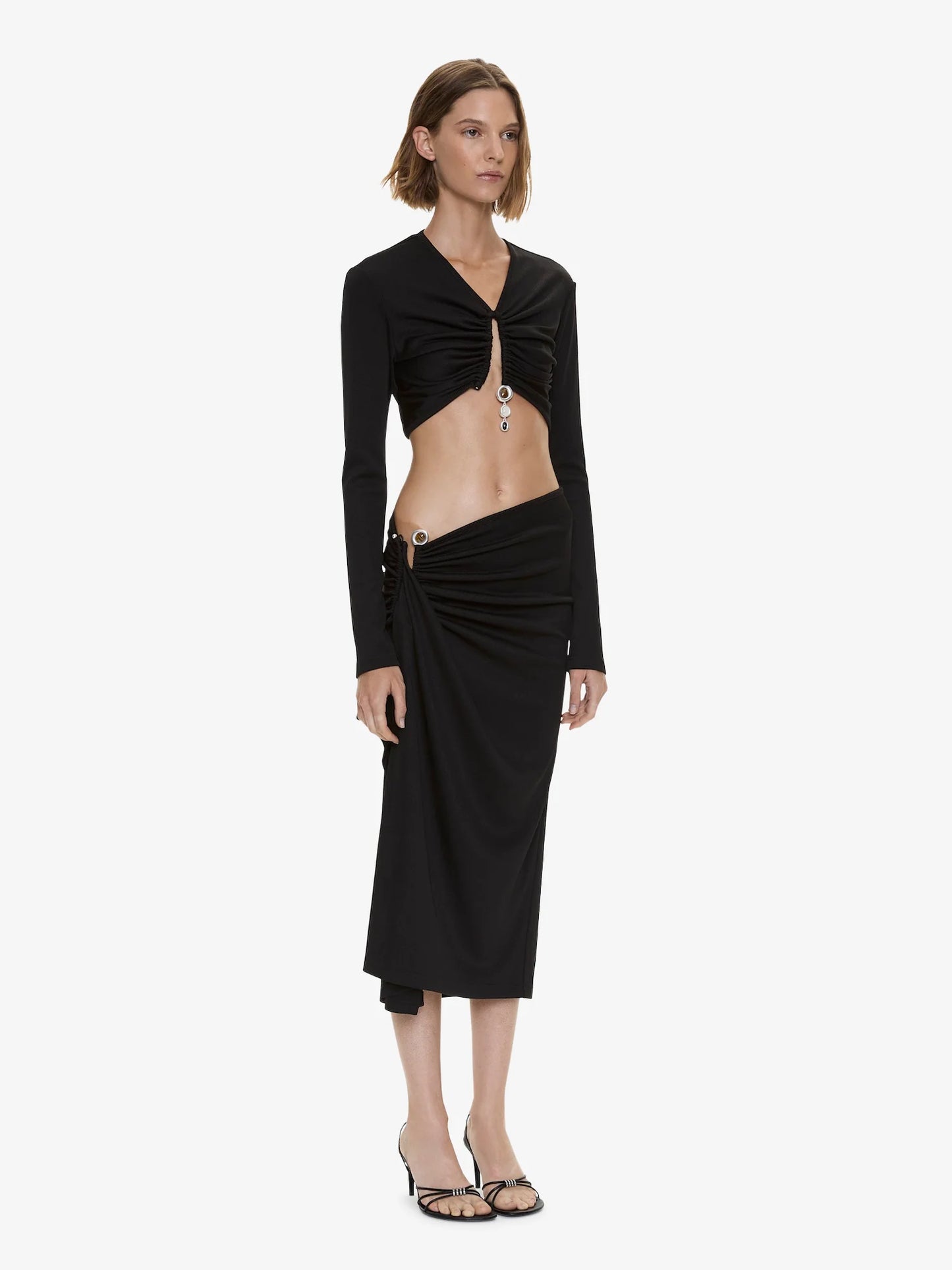 CHRISTOPHER ESBER Droplet Crystal Pendant Long Sleeve Top (Black)