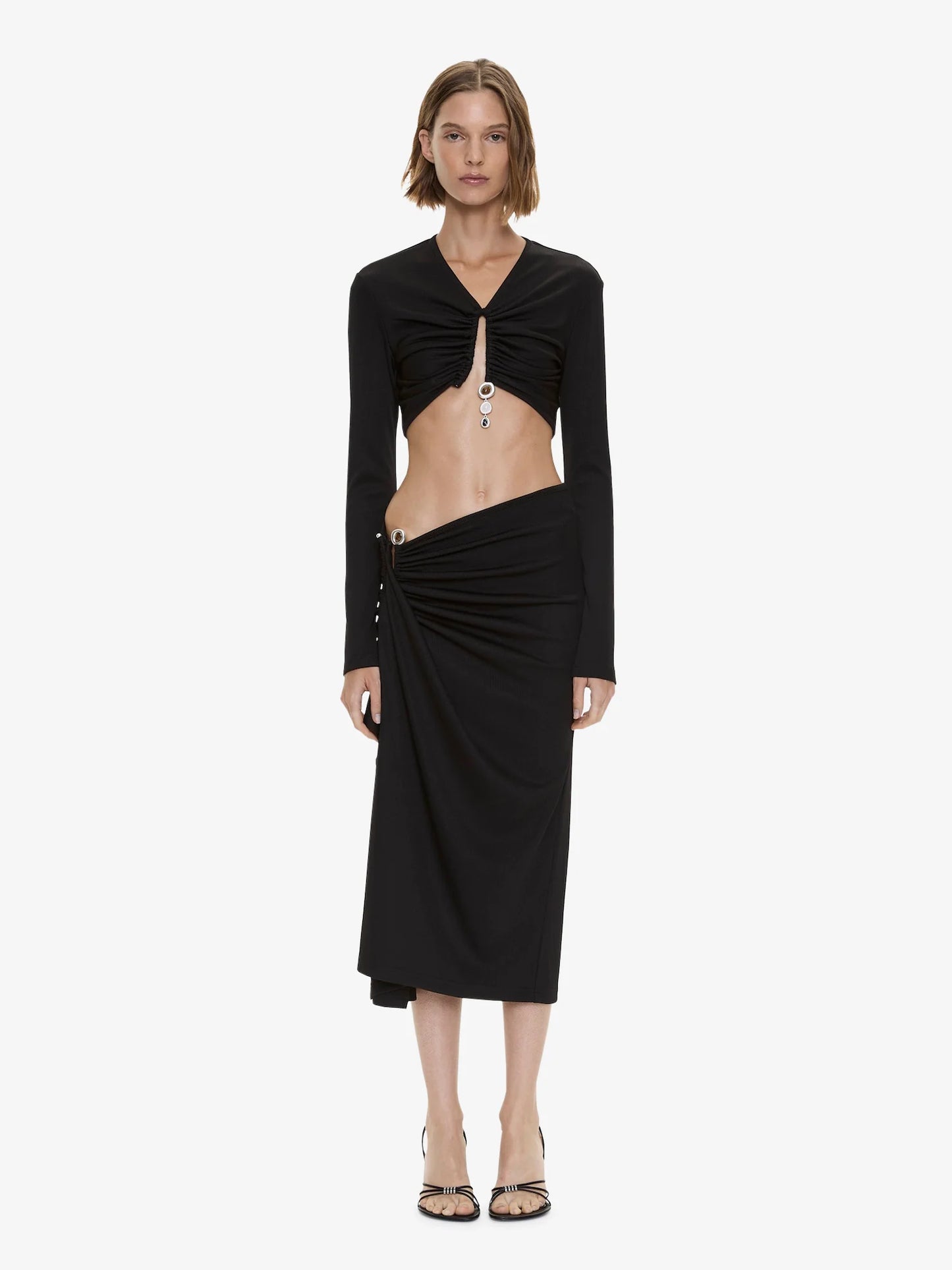 CHRISTOPHER ESBER Droplet Crystal Pendant Long Sleeve Top (Black)