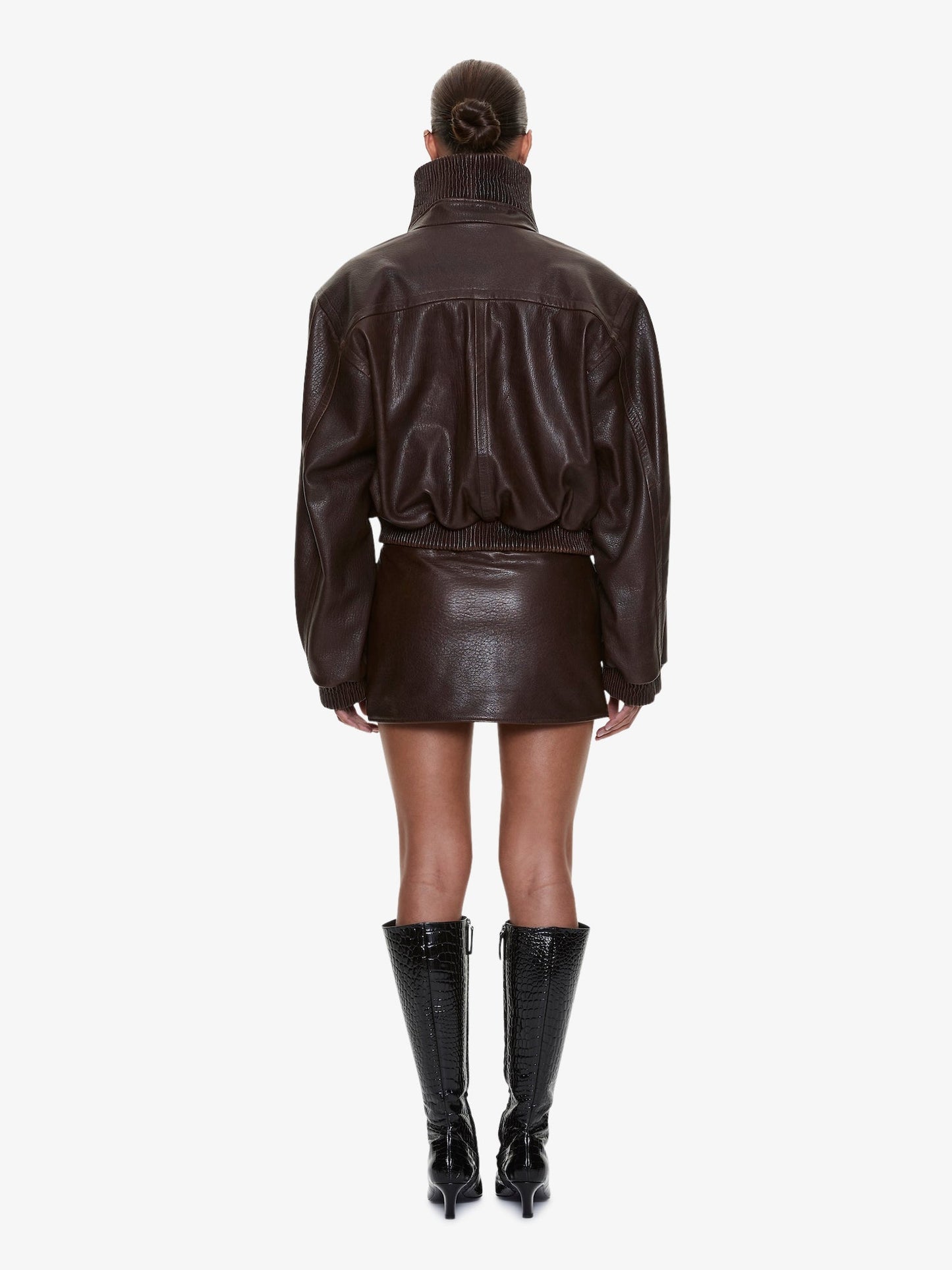 CHRISTOPHER ESBER Alfie Leather Mini Skirt (Brown)
