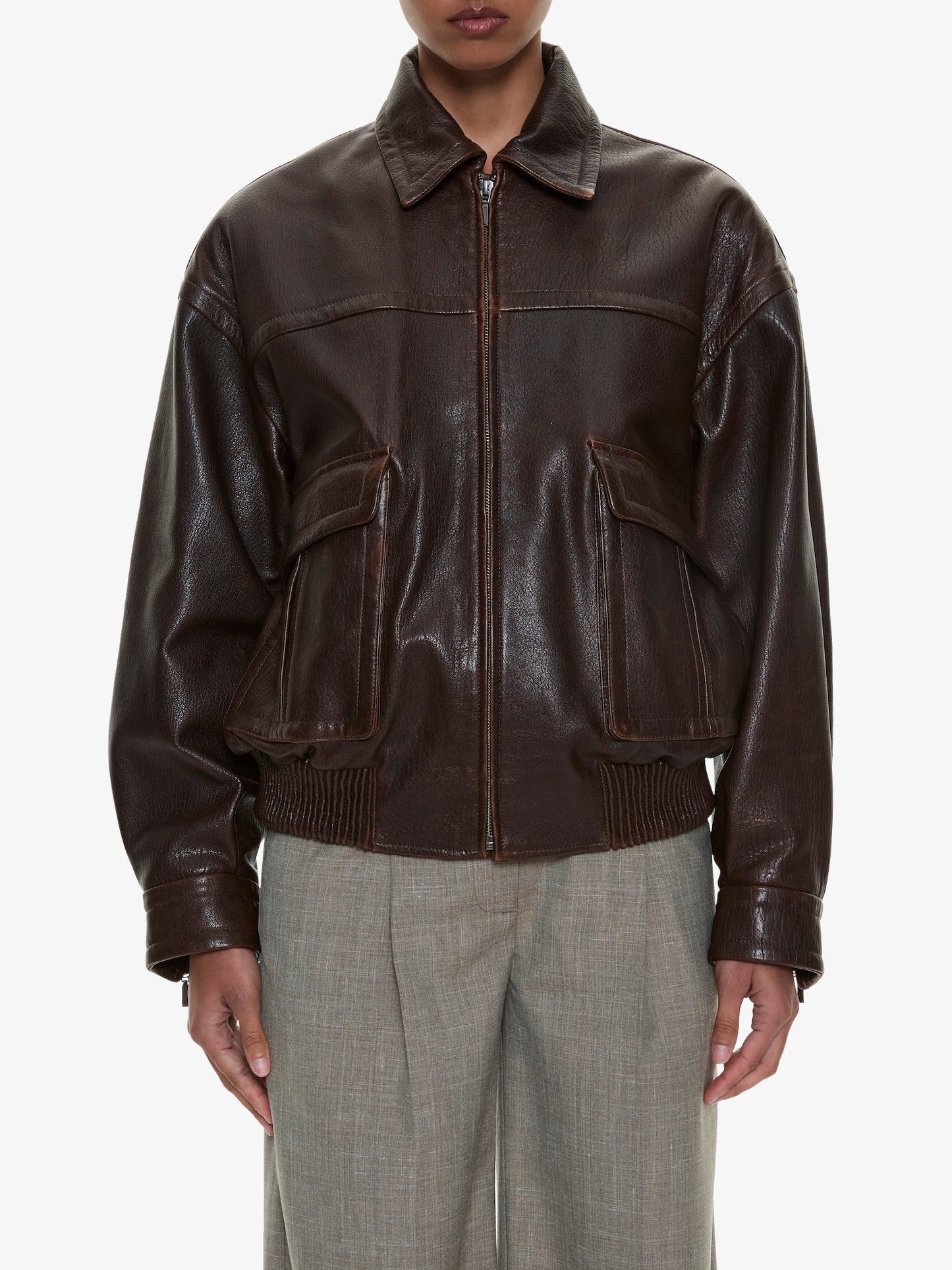 CHRISTOPHER ESBER Tropical Wool Leather Waisted Trouser (Kombu)