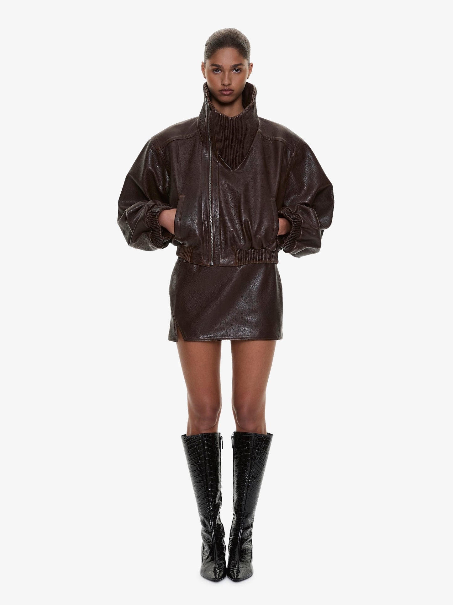 CHRISTOPHER ESBER Lunnet Leather Bomber (Brown)