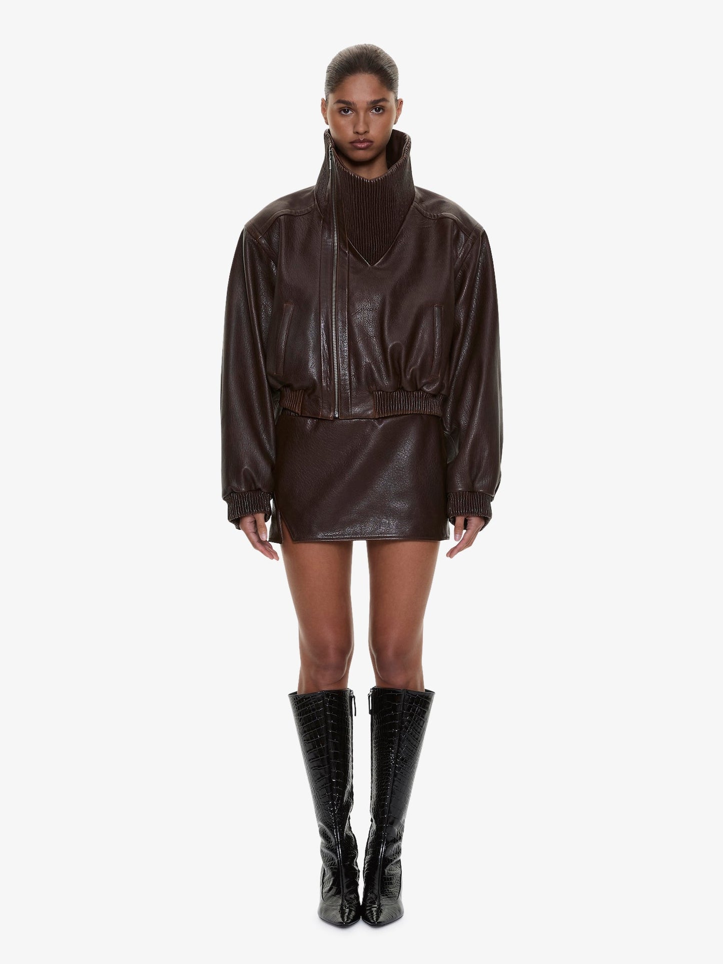 CHRISTOPHER ESBER Lunnet Leather Bomber (Brown)