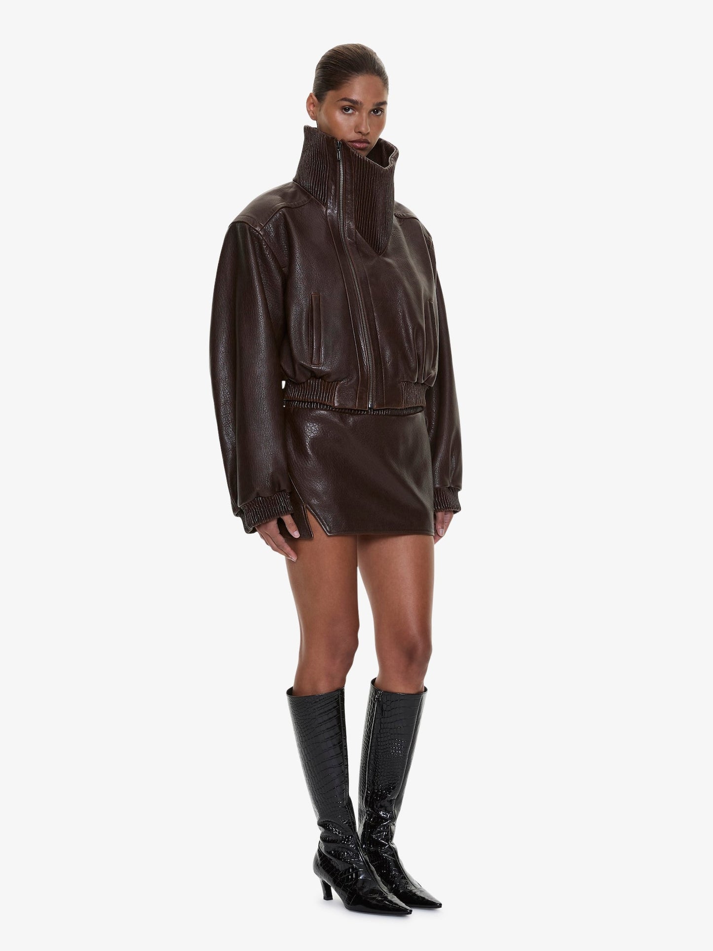 CHRISTOPHER ESBER Lunnet Leather Bomber (Brown)