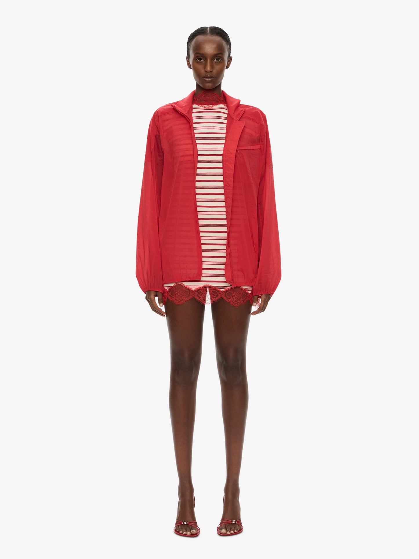 CHRISTOPHER ESBER Dannie Lucent Mottled Sheer Bomber (Flame)