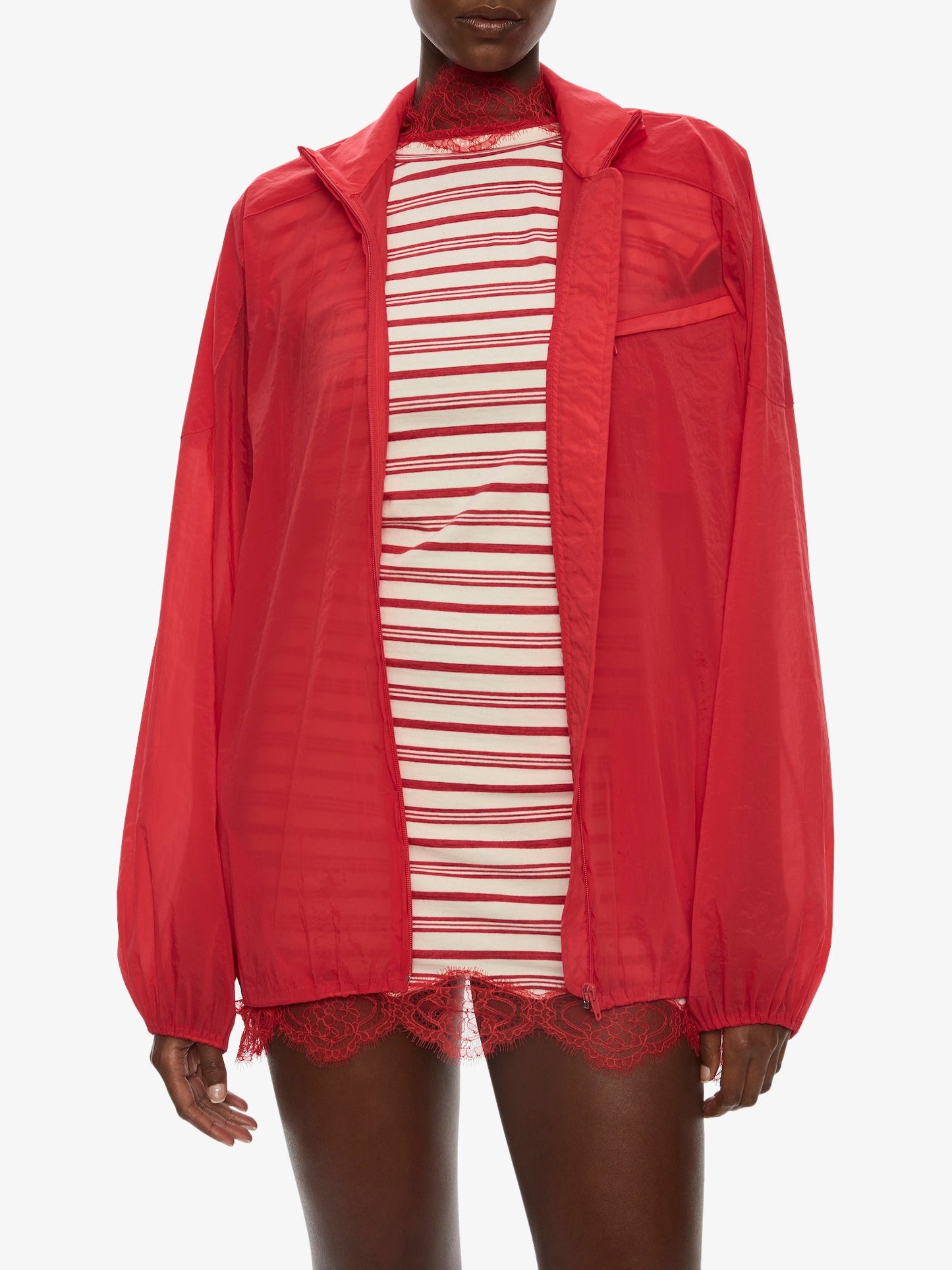 CHRISTOPHER ESBER Dannie Lucent Mottled Sheer Bomber (Flame)