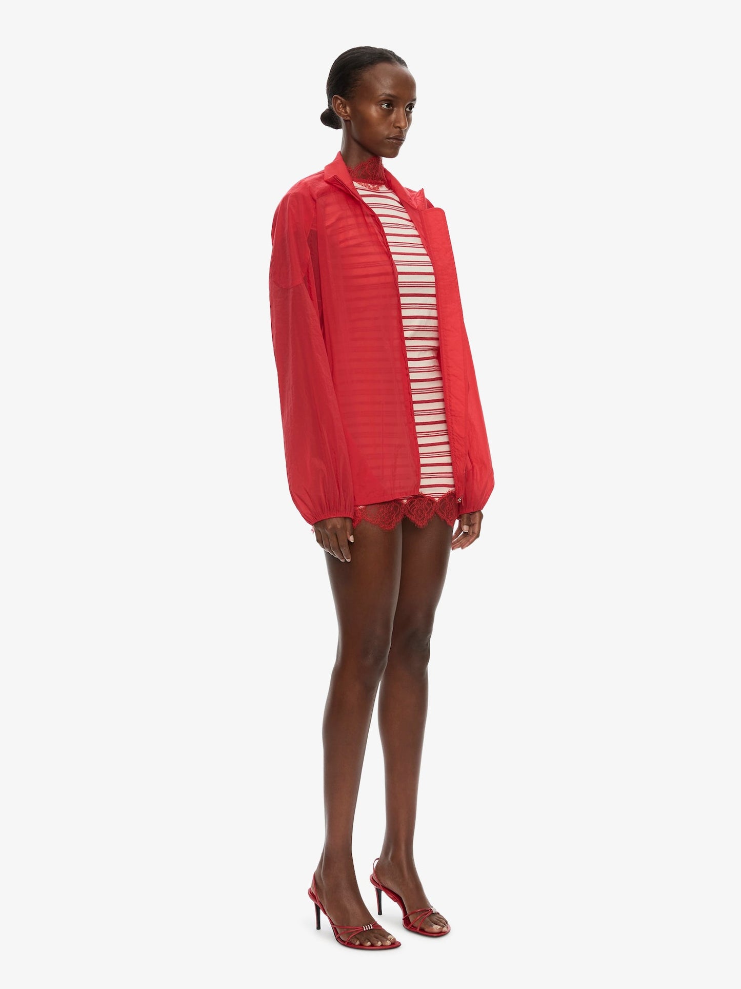 CHRISTOPHER ESBER Dannie Lucent Mottled Sheer Bomber (Flame)