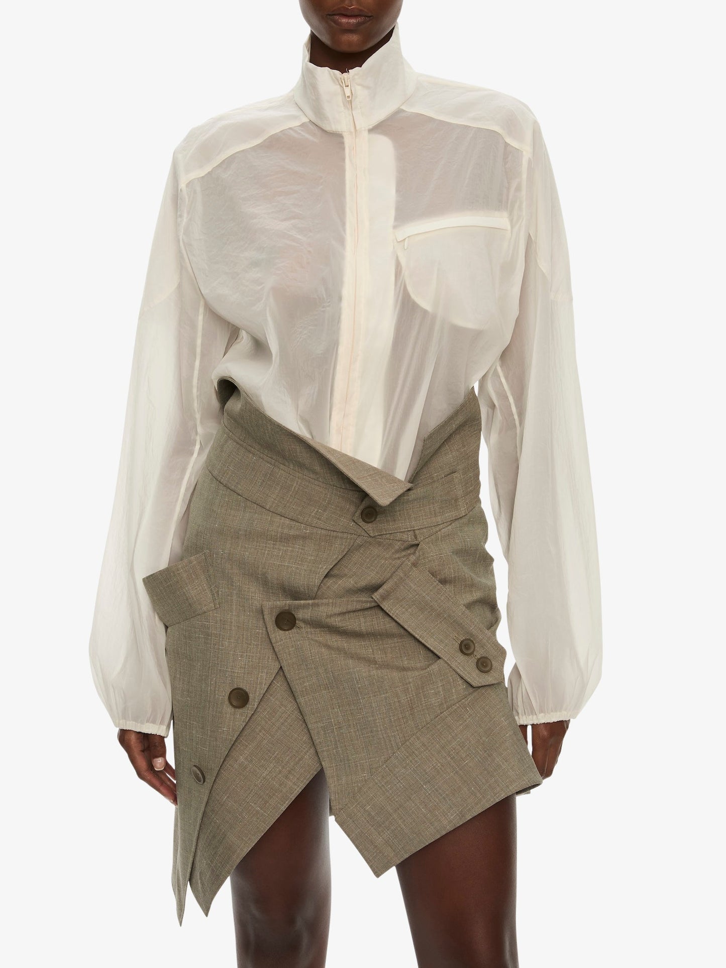 CHRISTOPHER ESBER Dannie Lucent Mottled Sheer Bomber (White)