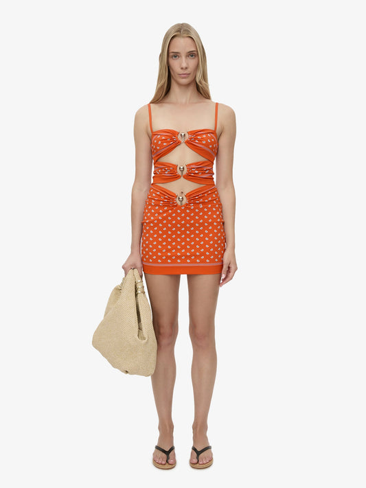 Image of Dresses. Product name - Bandana Ruched Orbit Mini Dress in Print colour by brand - CHRISTOPHER ESBER
