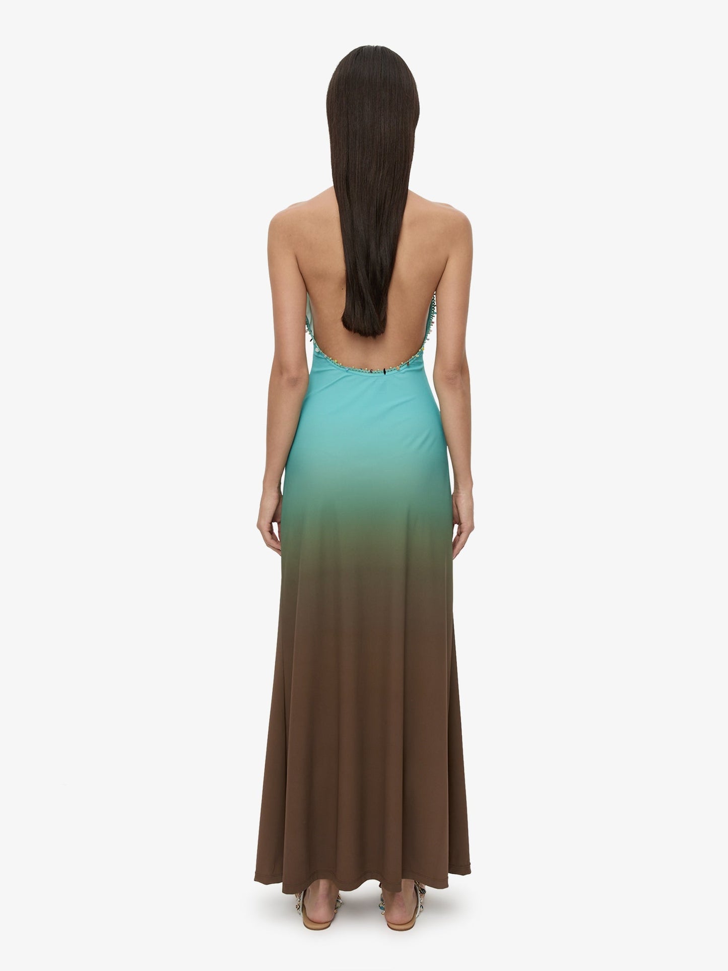 CHRISTOPHER ESBER Beach Quartz Halter Ombre Dress (Turquoise)