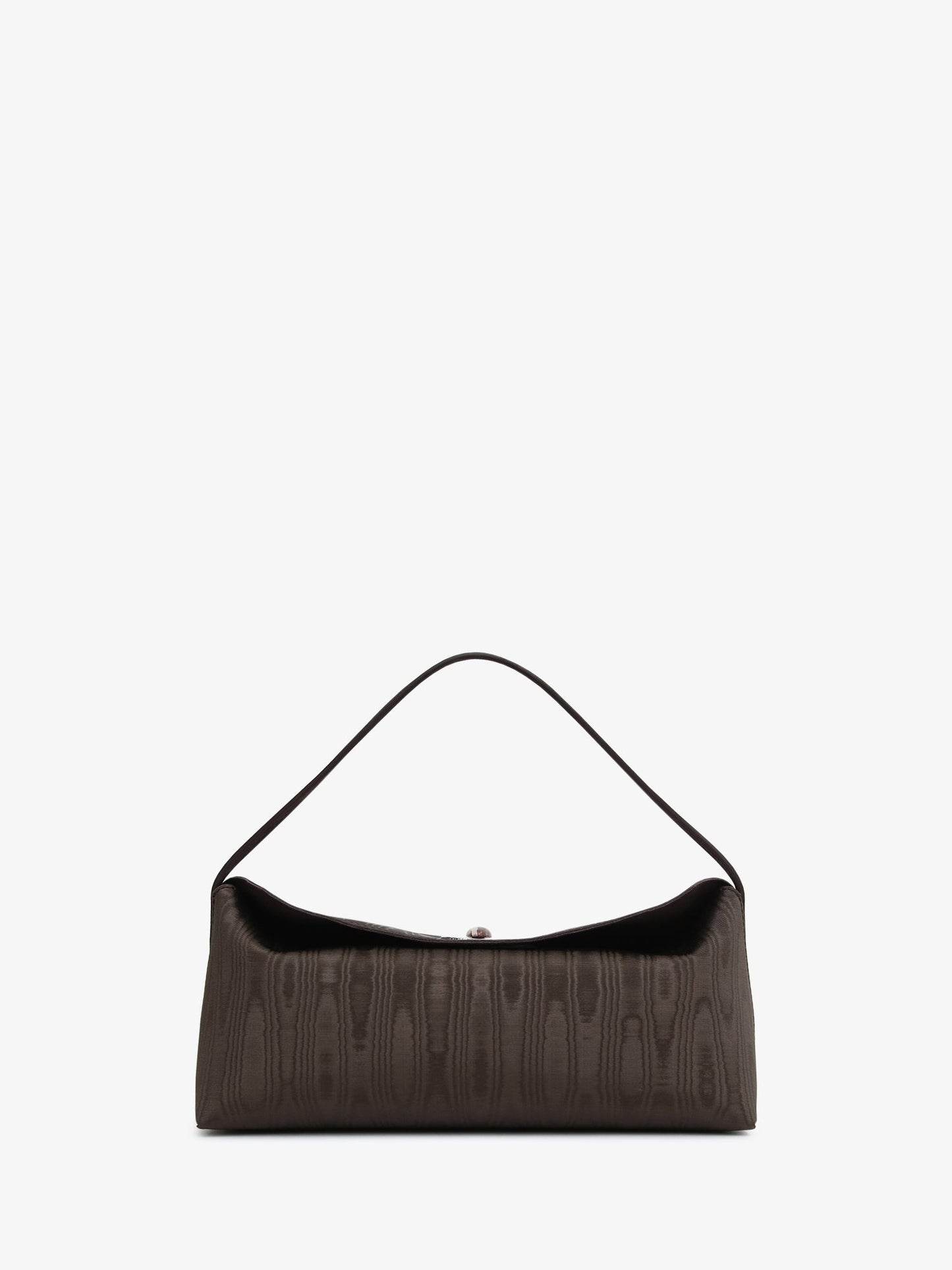 Image of Bags. Product name - Doba Quartz Turnlock Moire Shoulder Bag in Carob colour by brand - CHRISTOPHER ESBER