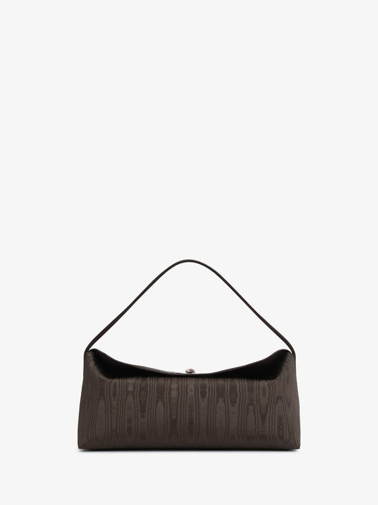 Image of Bags. Product name - Doba Quartz Turnlock Moire Shoulder Bag in Carob colour by brand - CHRISTOPHER ESBER