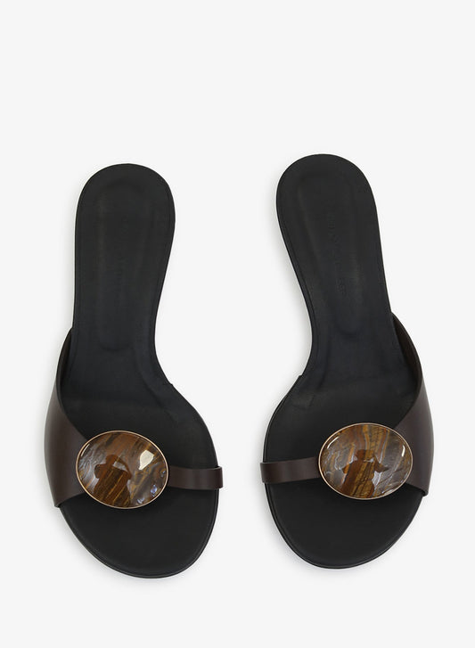 CHRISTOPHER ESBER Aura Quartz Kitten Mule (Carob)