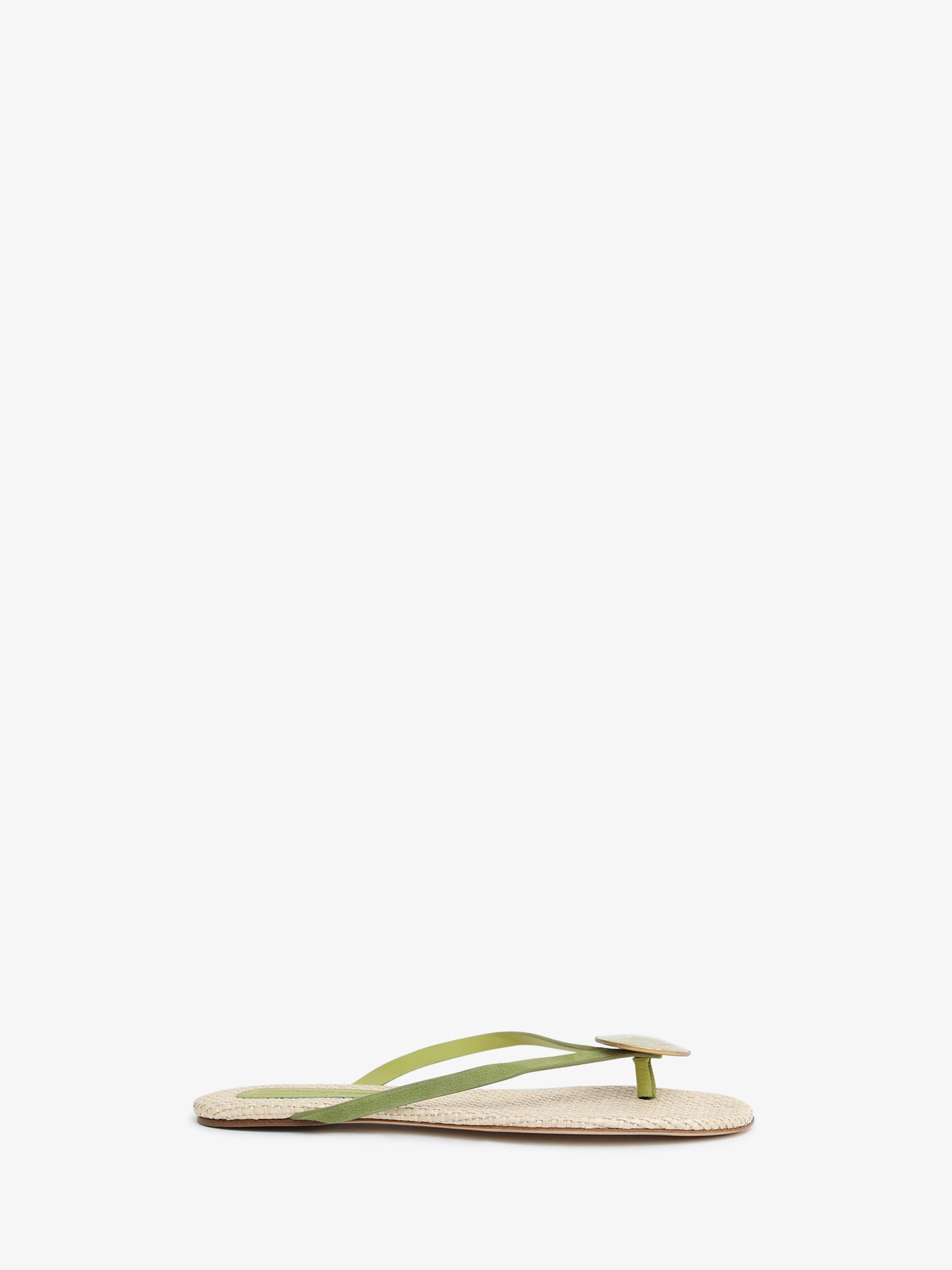 Image of Sandals. Product name - Aura Quartz Raffia Flip Flop in Natural colour by brand - CHRISTOPHER ESBER