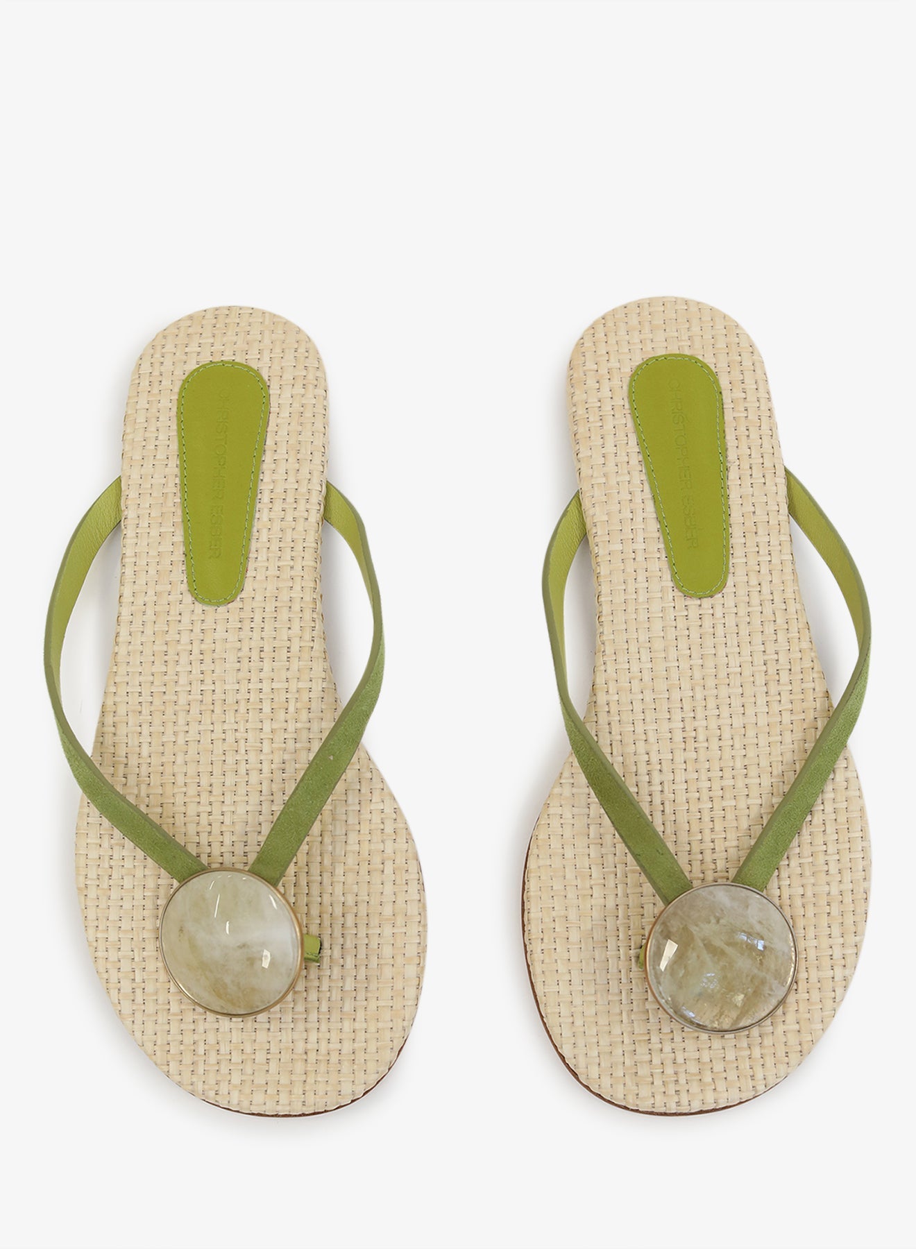 CHRISTOPHER ESBER Aura Quartz Raffia Flip Flop (Natural)