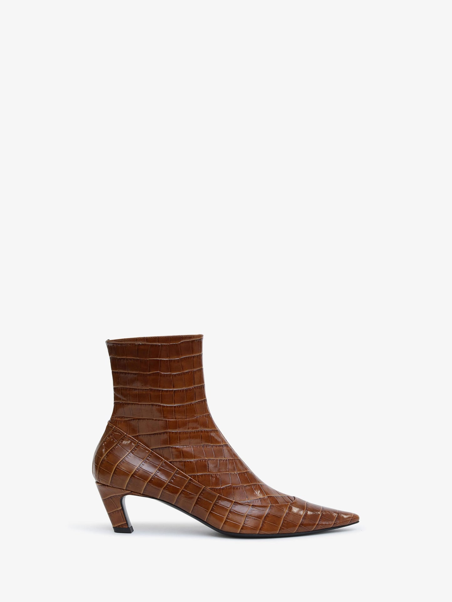 Image of Boots. Product name - Corte Embossed Ankle Boot in Cognac colour by brand - CHRISTOPHER ESBER