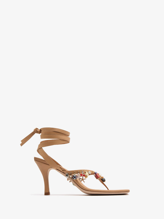 Image of Sandals. Product name - Memento Charm Flip Flop Heel in Amber colour by brand - CHRISTOPHER ESBER