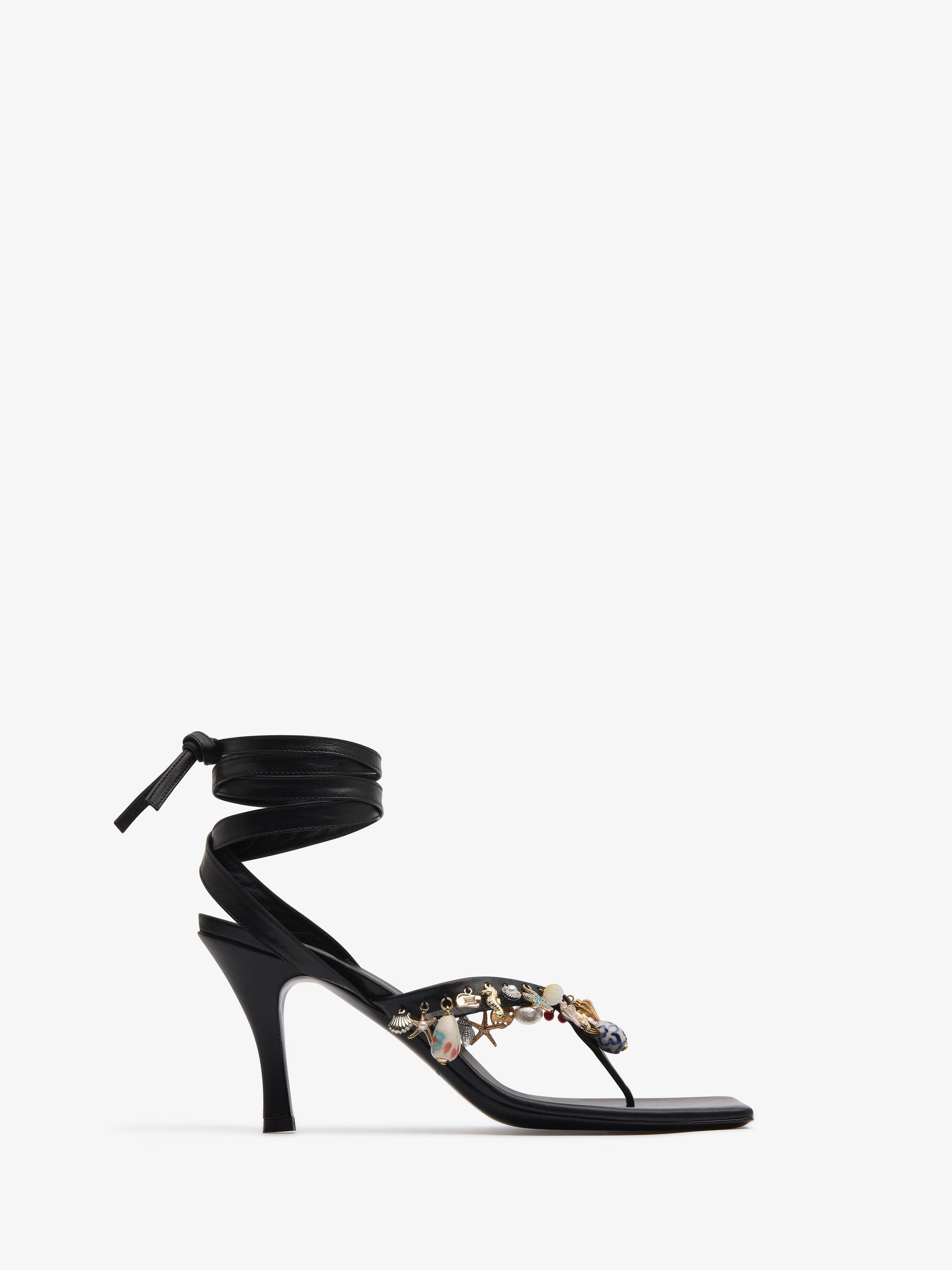 Image of Sandals. Product name - Memento Charm Flip Flop Heel in Black colour by brand - CHRISTOPHER ESBER