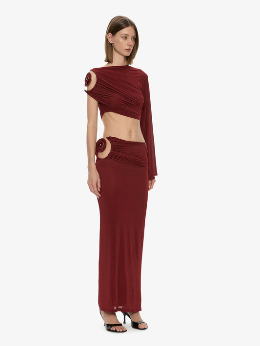 CHRISTOPHER ESBER Aurelia Sculpted Spiral Column Skirt (Wine)
